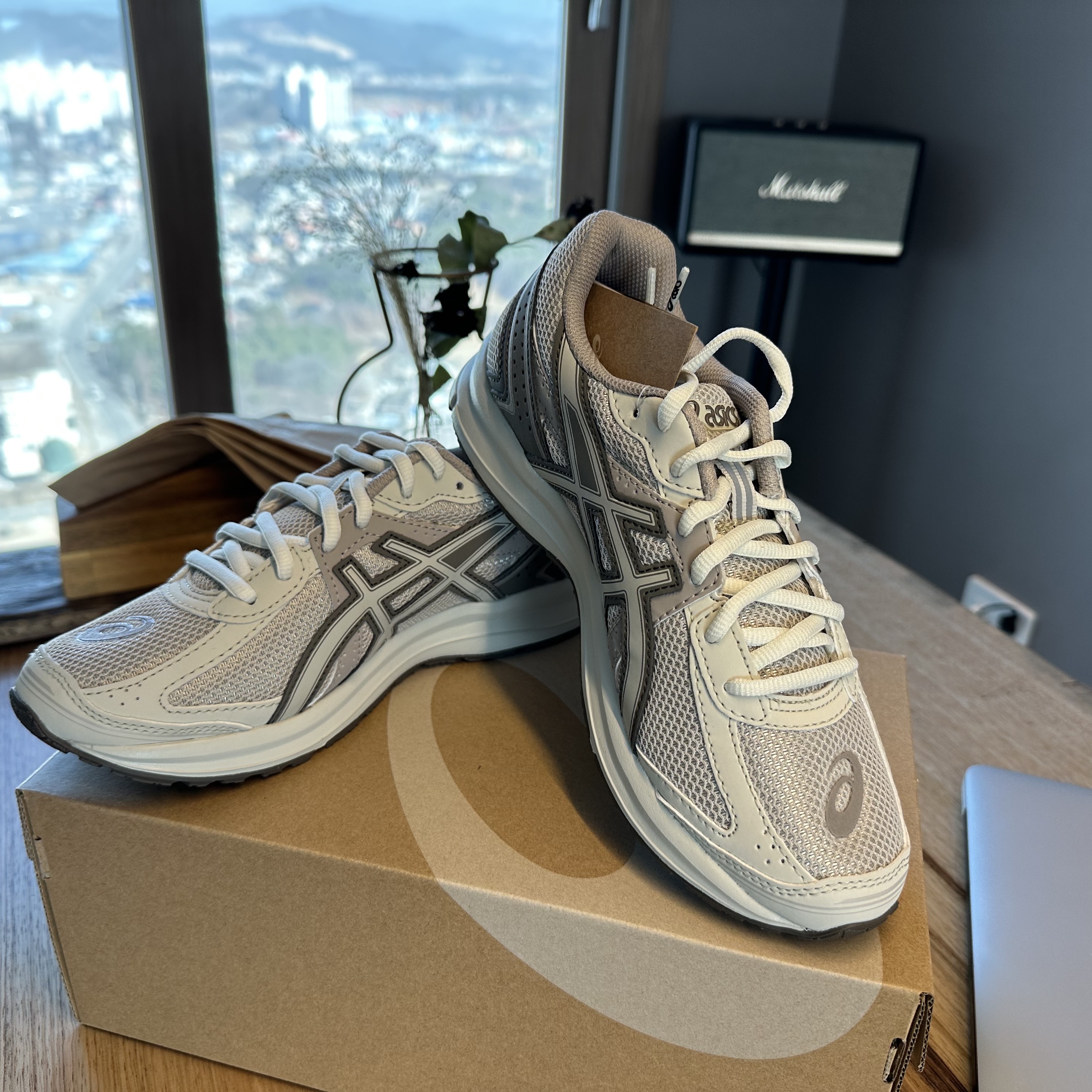 Asics Jog 100 S Birch - 2E Wide 착용 스타일 - 1
