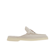 (W) Loro Piana Babouche Charms Walk Suede Calfskin Pearl Powder