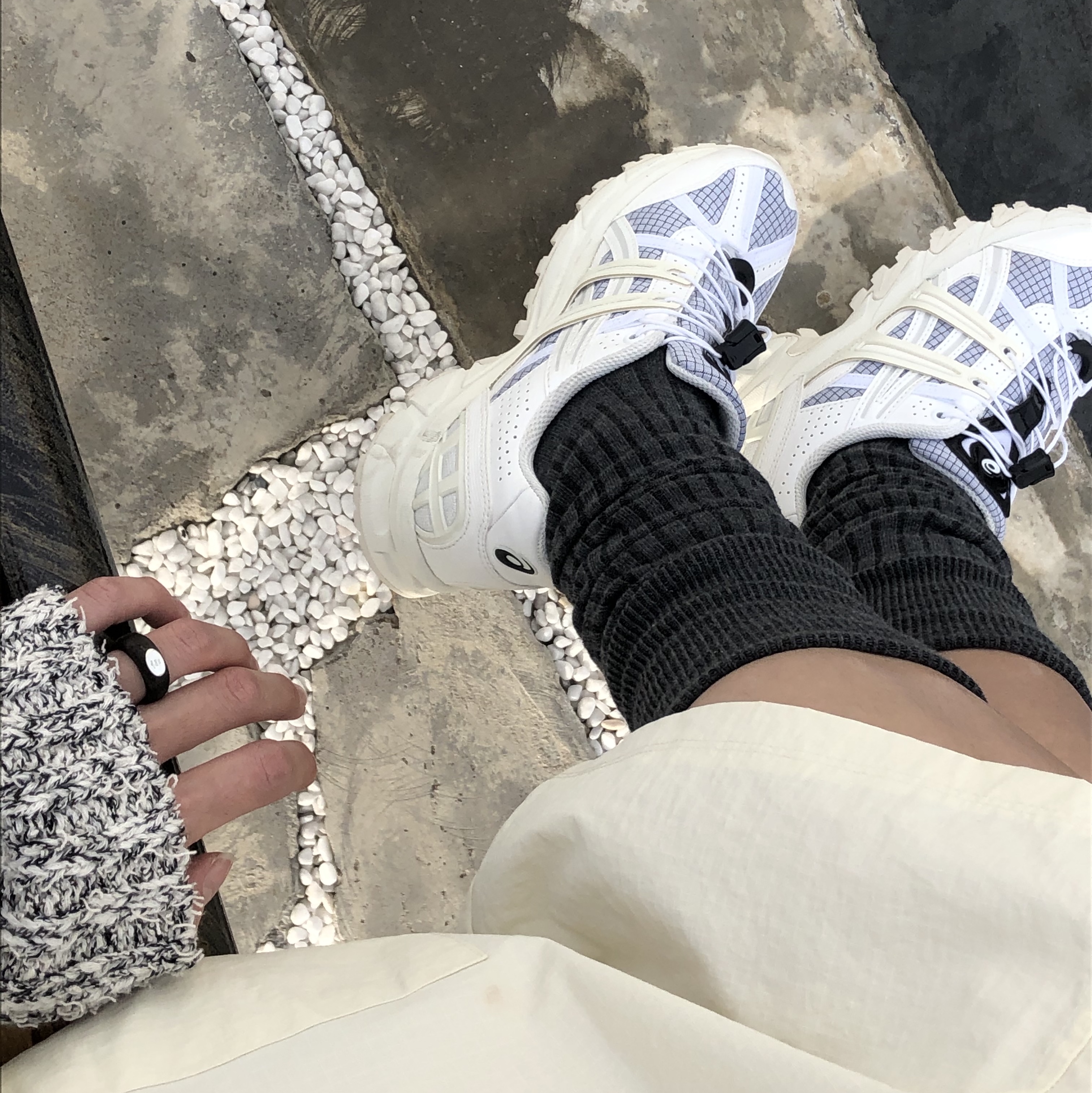 (W) Asics x Matin Kim Gel-Sonoma 15-50 Glacier Grey White 착용 스타일 - 3