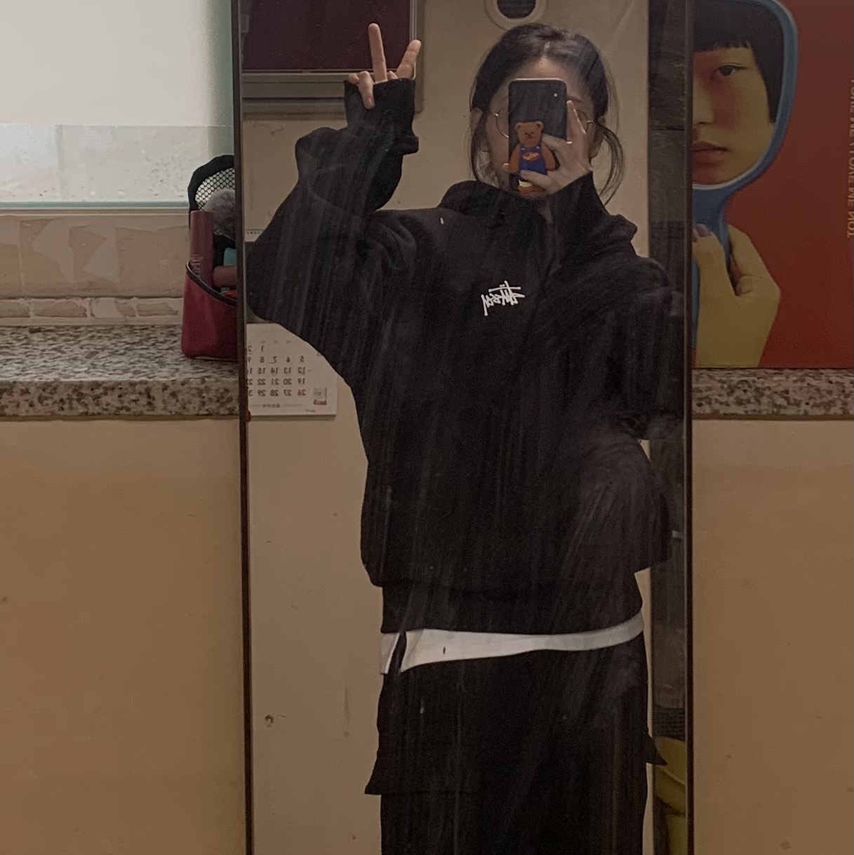 Stussy Basic Stussy Hoodie Black 2023 착용 스타일