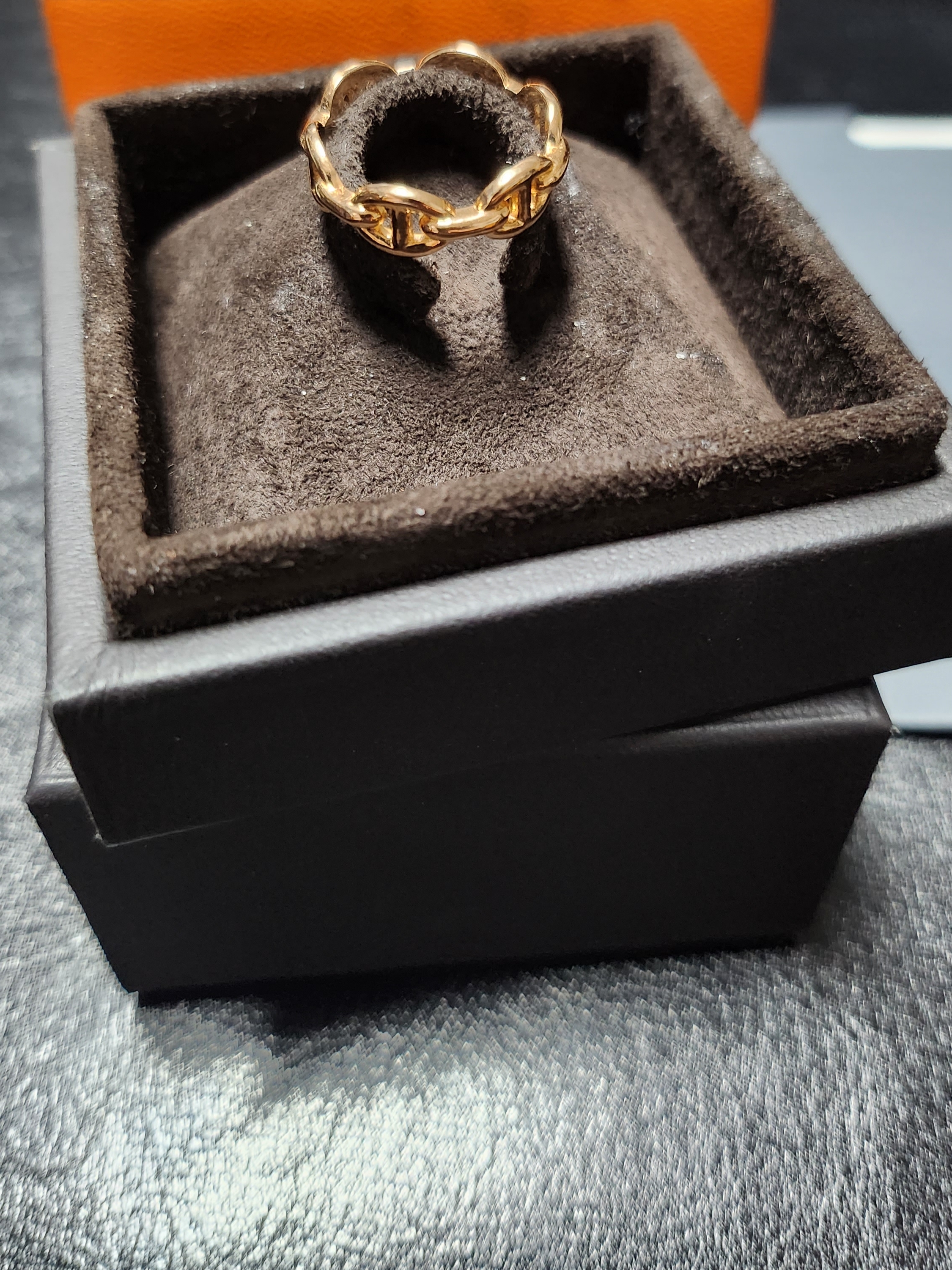 (W) Hermes Small Chaine D'Ancre Enchainee Ring Rose Gold 착용 스타일 - 2