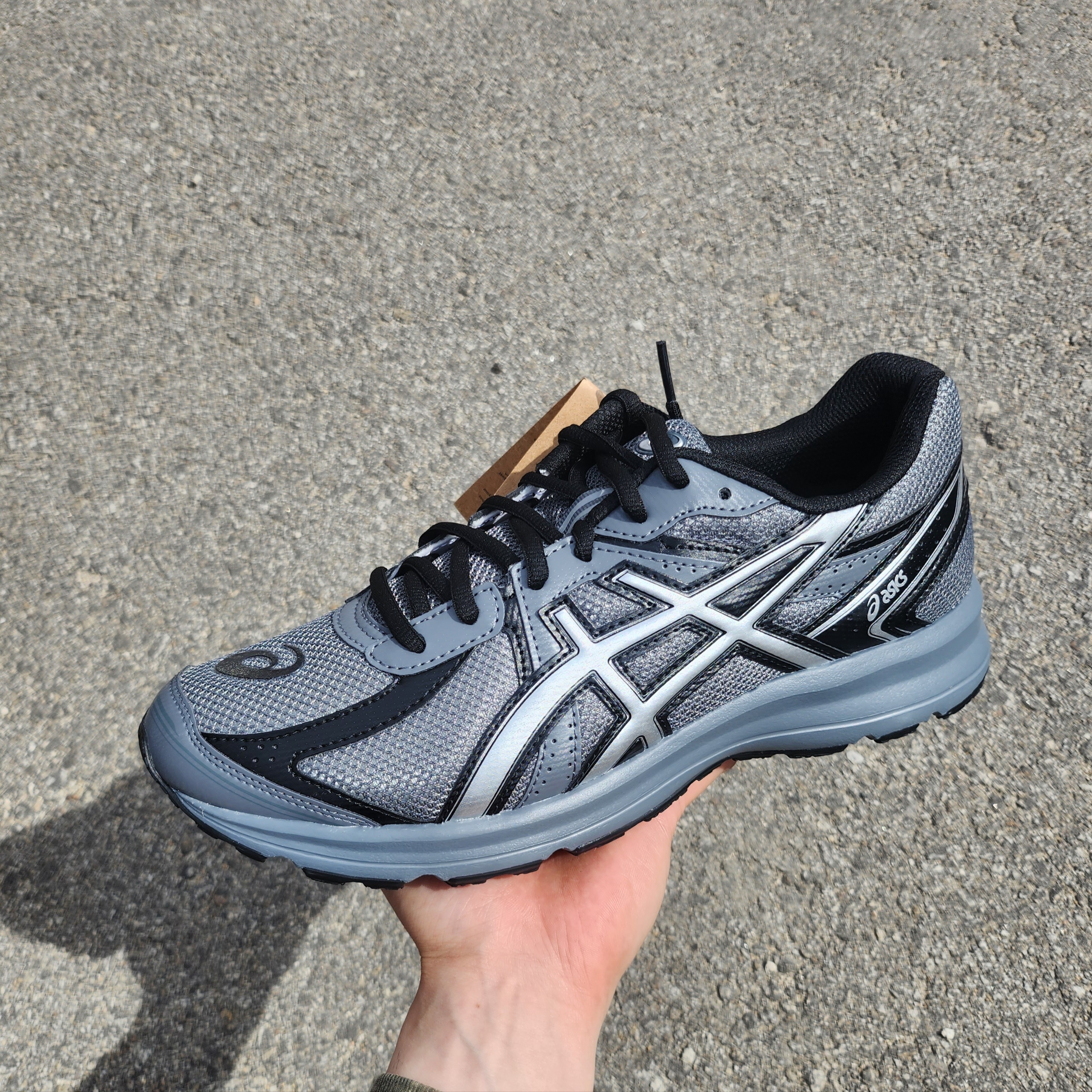 Asics Jog 100 S Steel Grey - 2E Wide 착용 스타일 - 1