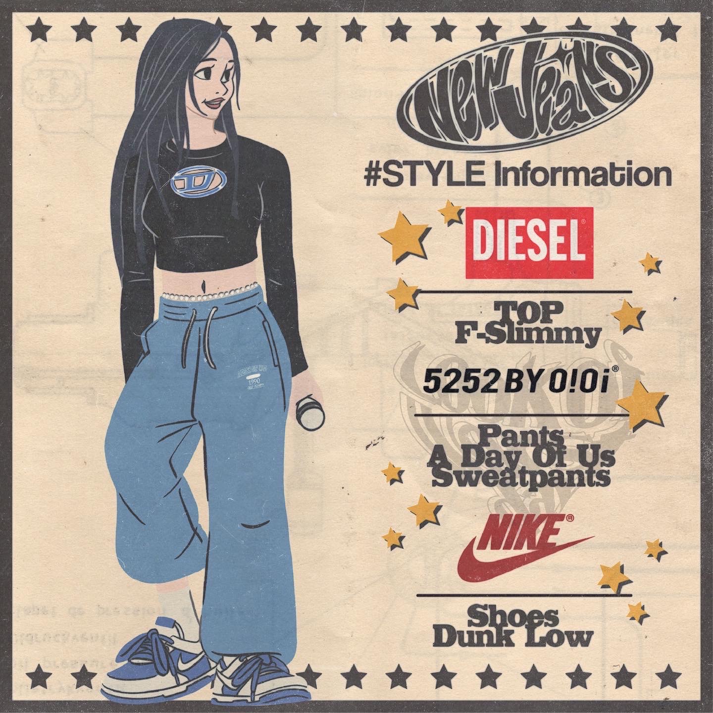 (W) Diesel M-Areesa Jumper with Embroidered Cut-Out Logo Knit Black, Nike Dunk Low Retro Racer Blue and White 착용 스타일 - 2