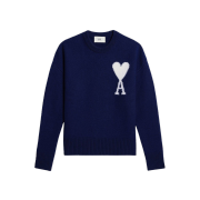 AMI de Coeur Oversize Intarsia Sweater Nautic Blue White
