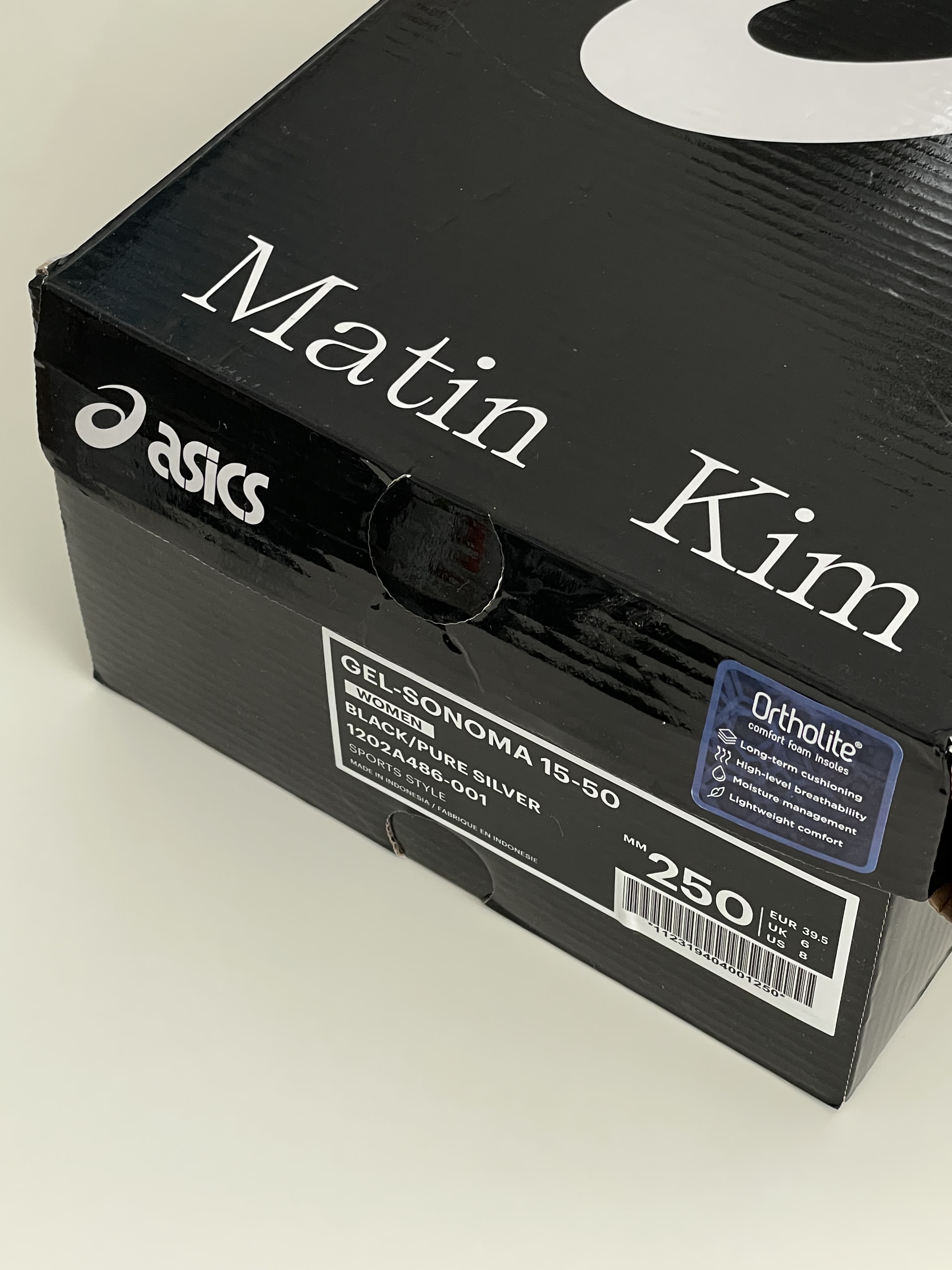 (W) Asics x Matin Kim Gel-Sonoma 15-50 Black Pure Silver 착용 스타일 - 5