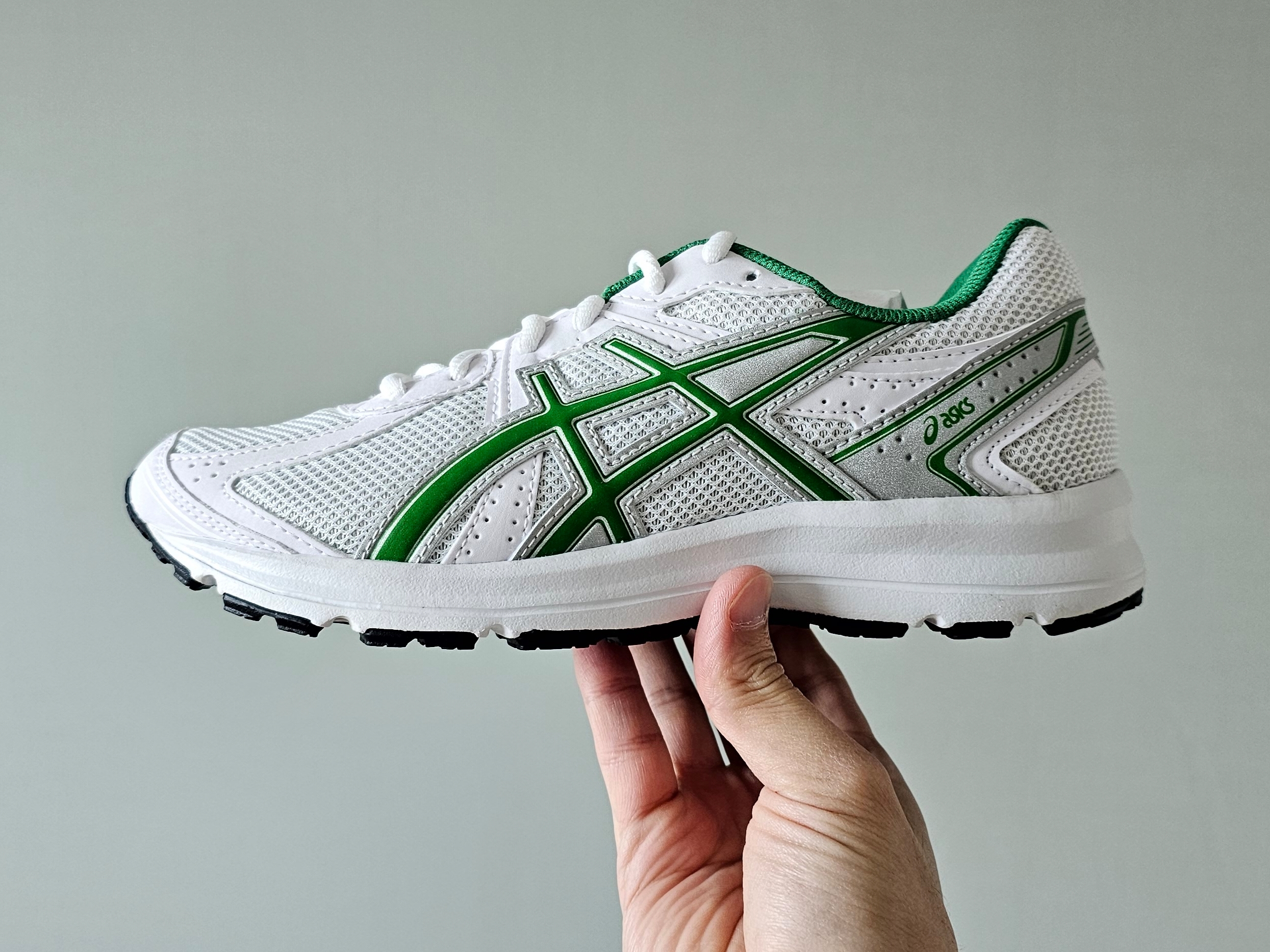 Asics Jog 100 S White Green - 2E Wide 착용 스타일