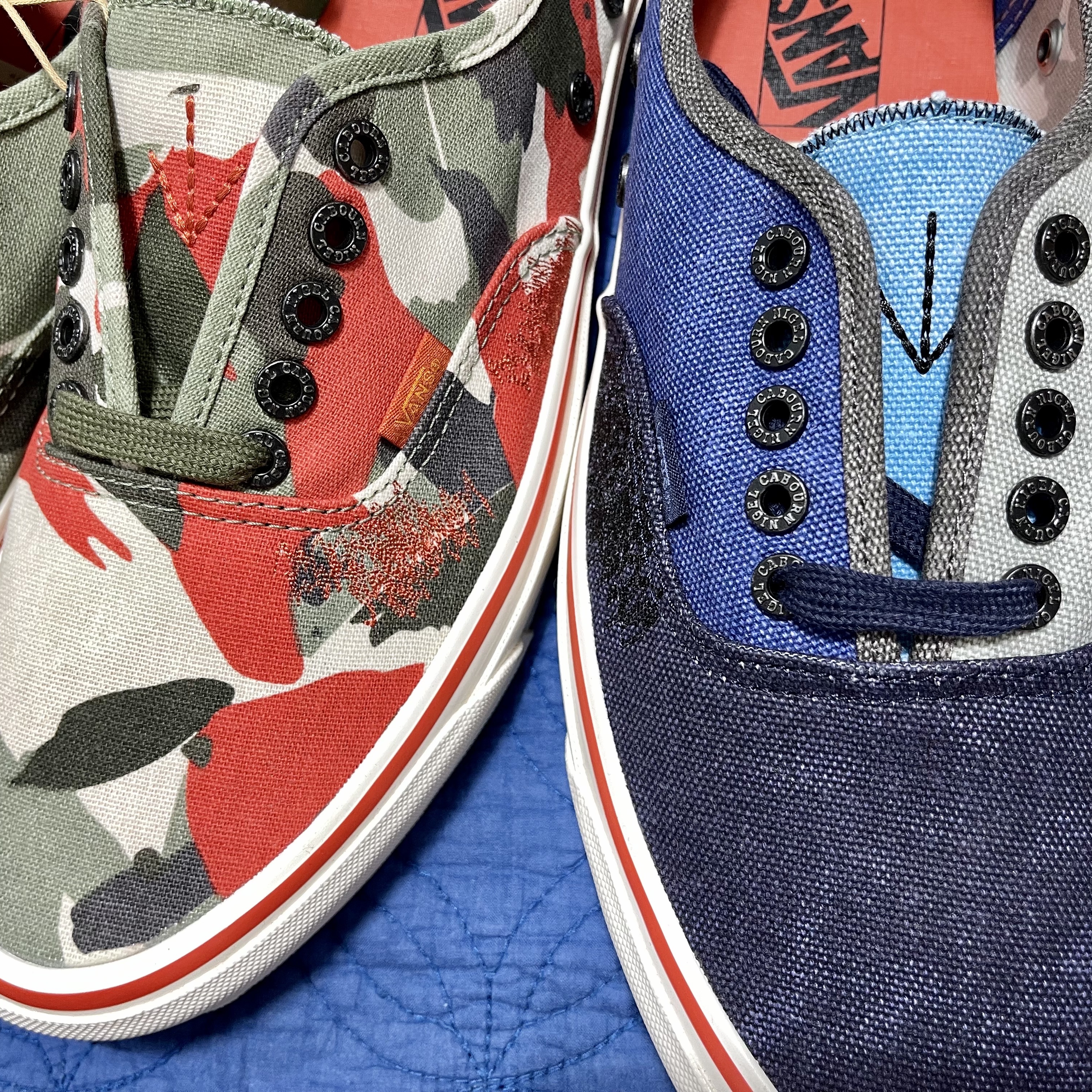 Vans Vault x Nigel Cabourn OG Authentic LX Army Green Camo, Vans Vault x Nigel Cabourn OG Authentic LX Crazy Navy Mix 착용 스타일 - 3
