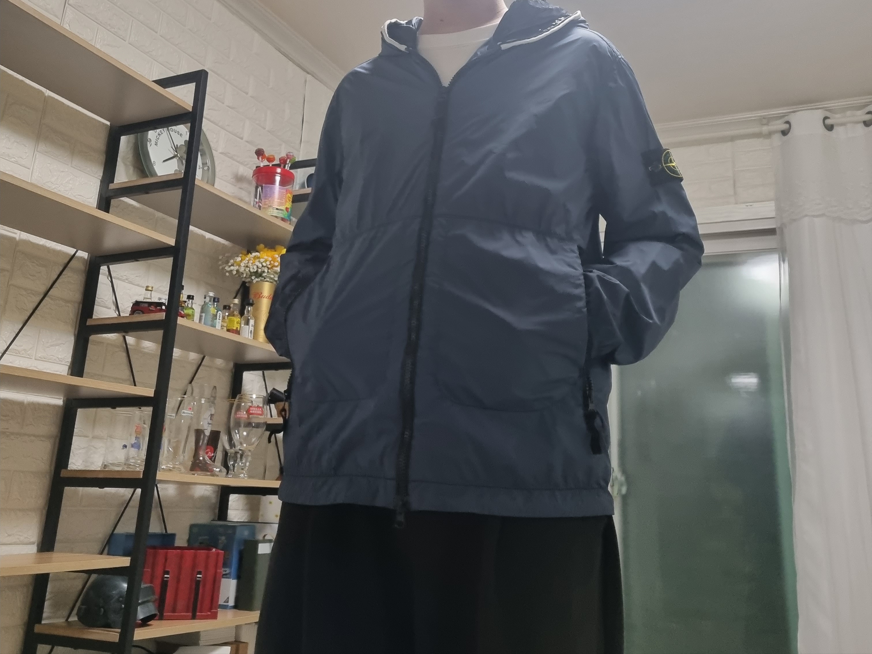 Stone Island 41131 Skin Touch Nylon-TC Garment Dyed Hooded Blouson Avio Blue - 22SS 착용 스타일