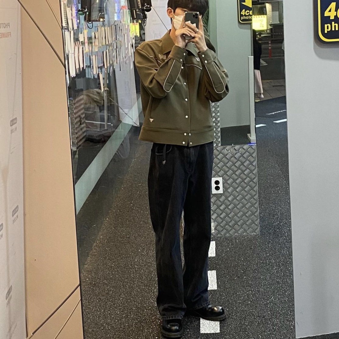 Needles Piping Cowboy Jacket Olive 착용 스타일