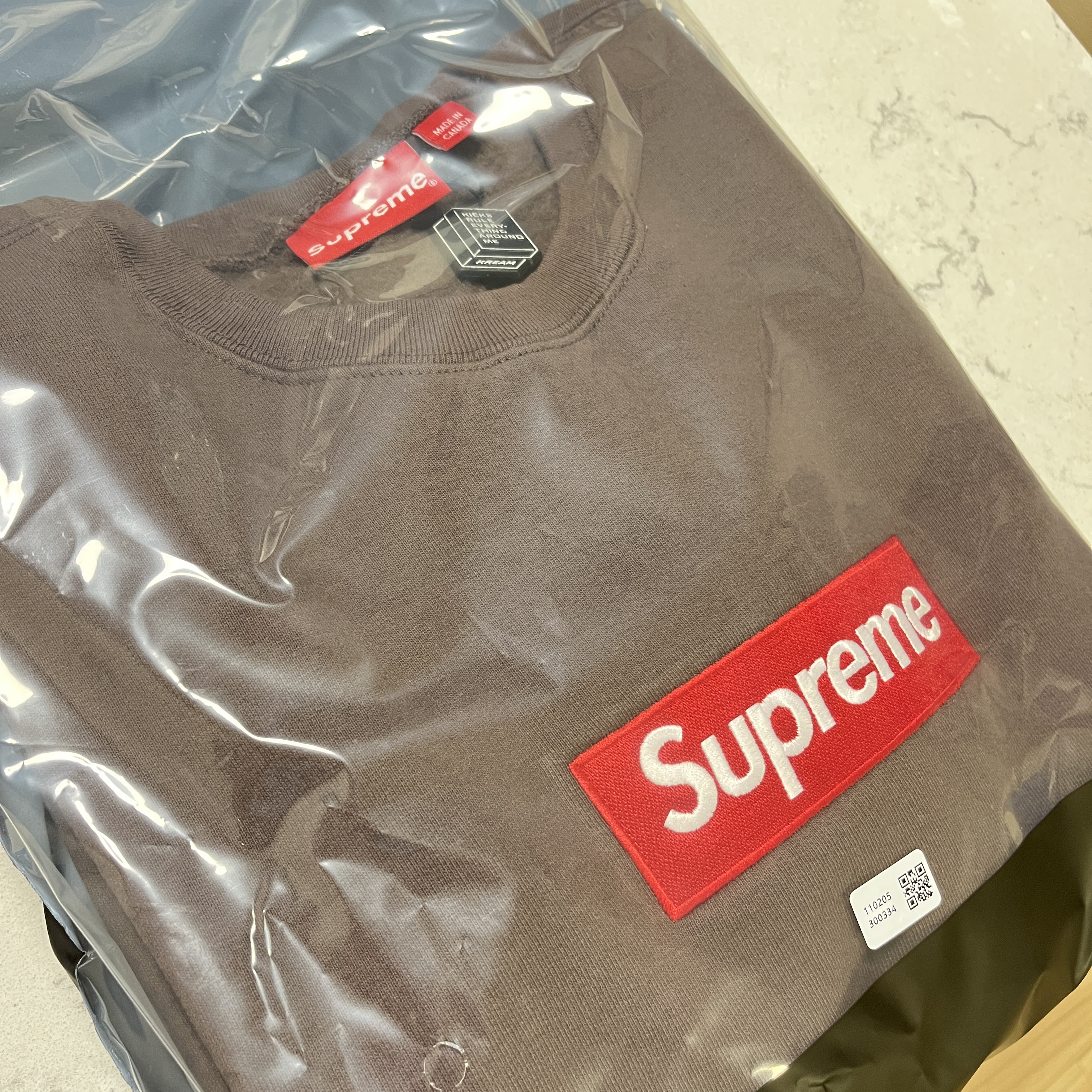 Supreme Box Logo Crewneck Brown - 22FW 착용 스타일