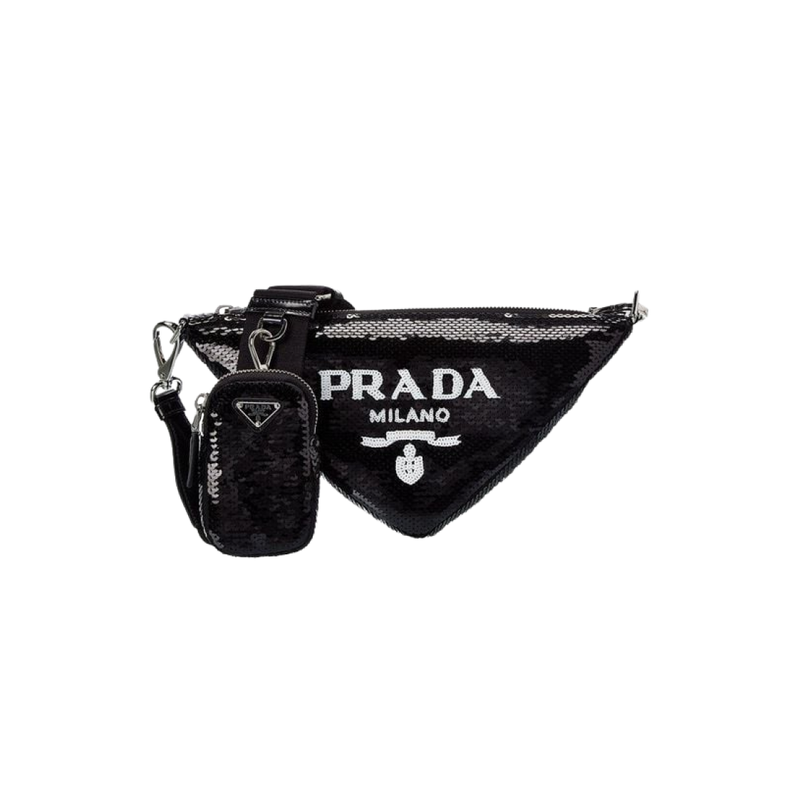 Prada Sequined Triangle Shoulder Bag Black 상세 이미지 1