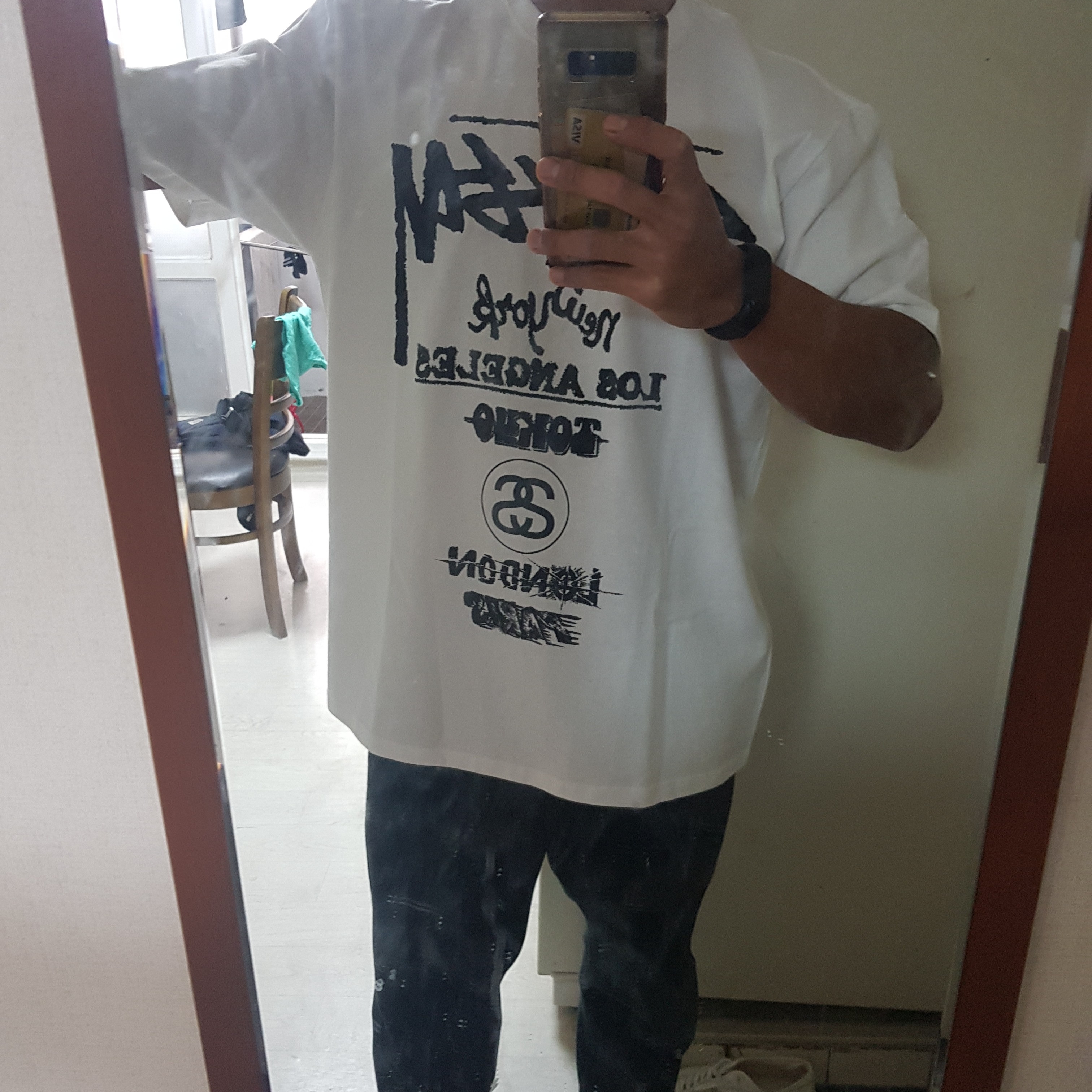 Stussy Tour T-Shirt White 착용 스타일 - 1