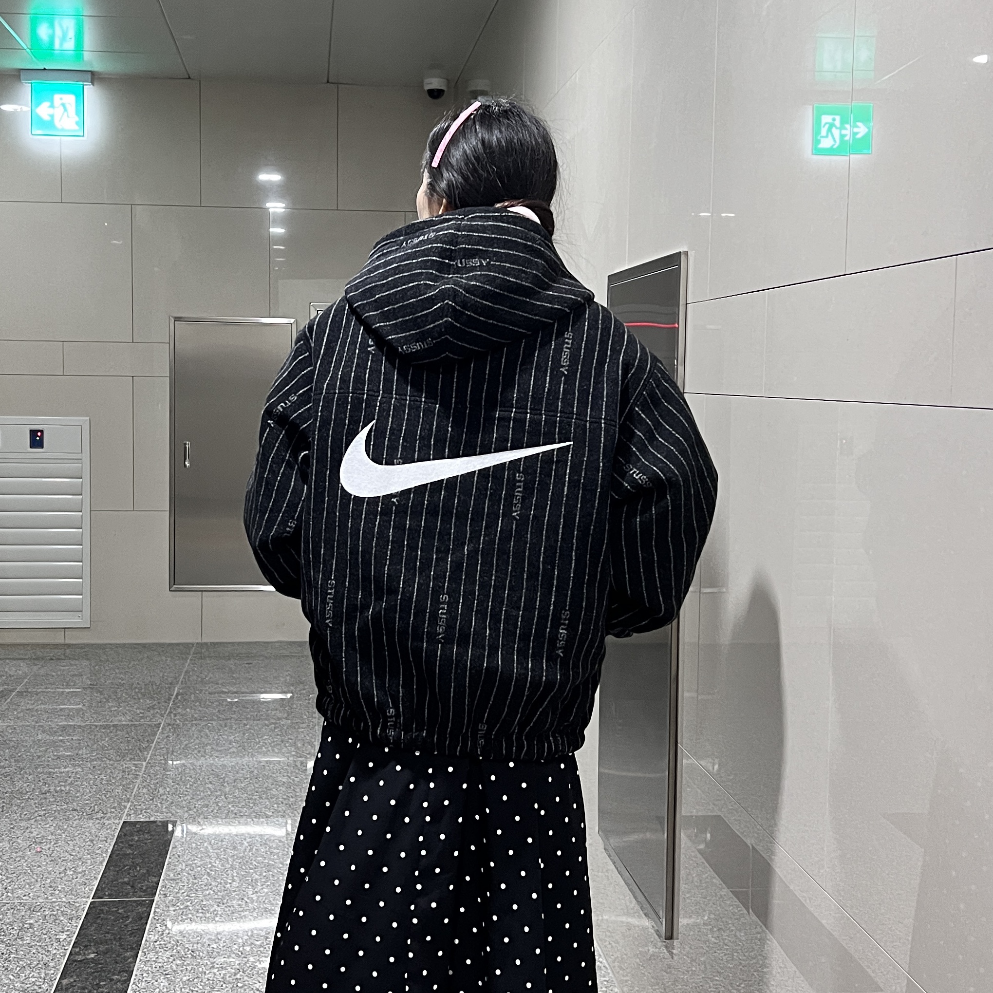 Nike x Stussy NRG Striped Wool Jacket Black (DR4023-010) 착용 스타일