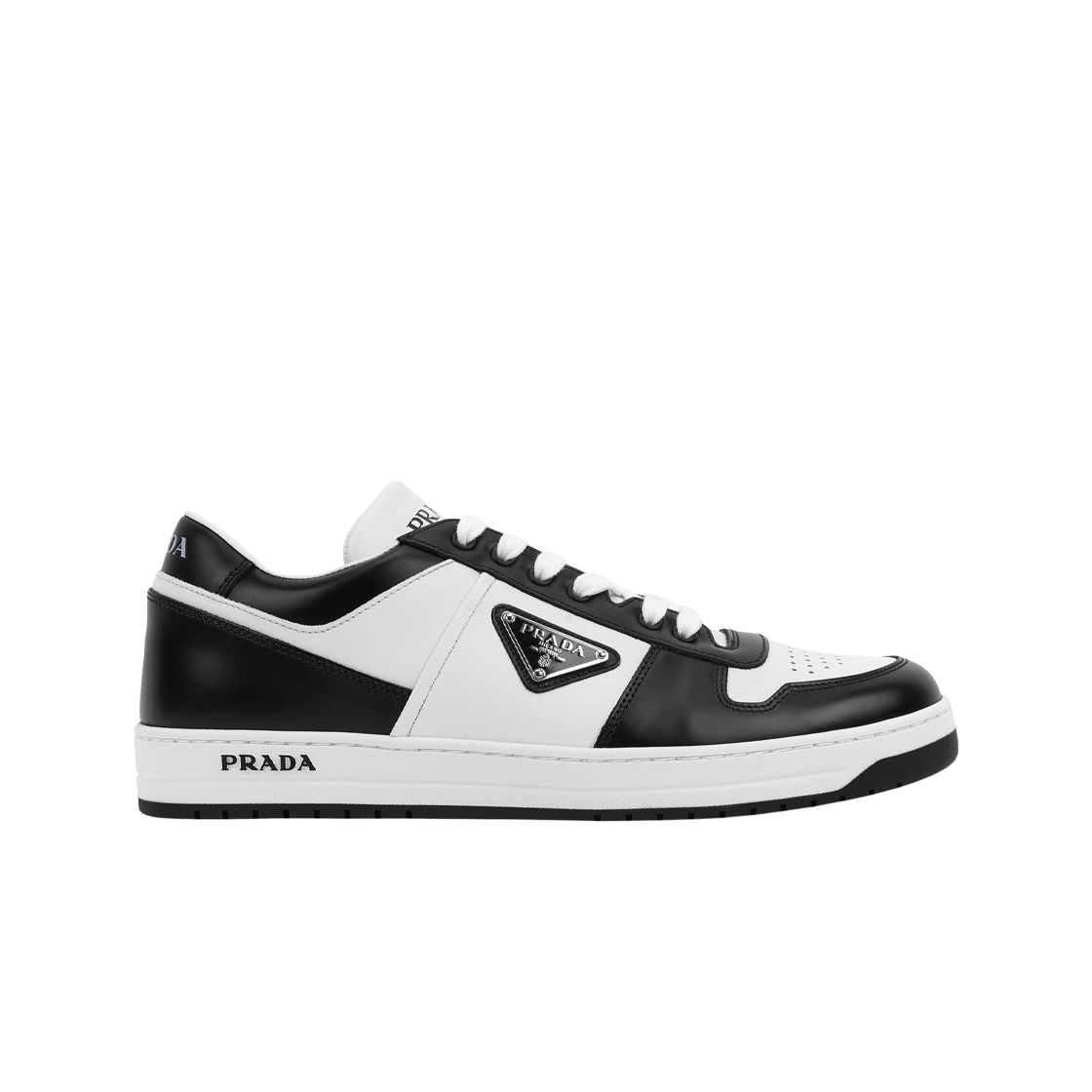 프라다 다운타운 레더 스니커즈 화이트 블랙(Prada Downtown Leather Sneakers White Black)
