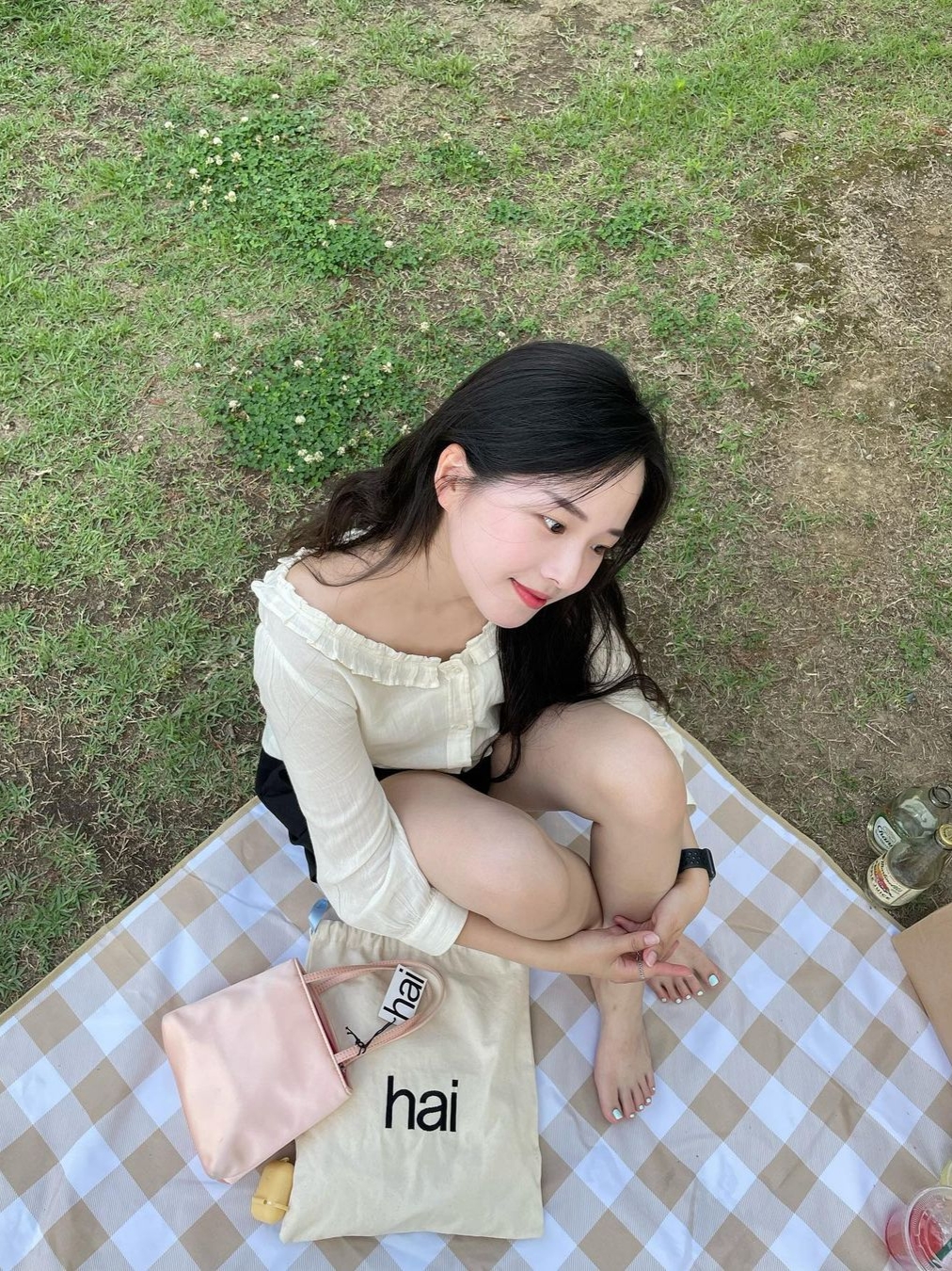 Hai Little Silk Bag Light Pink 착용 스타일 - 1