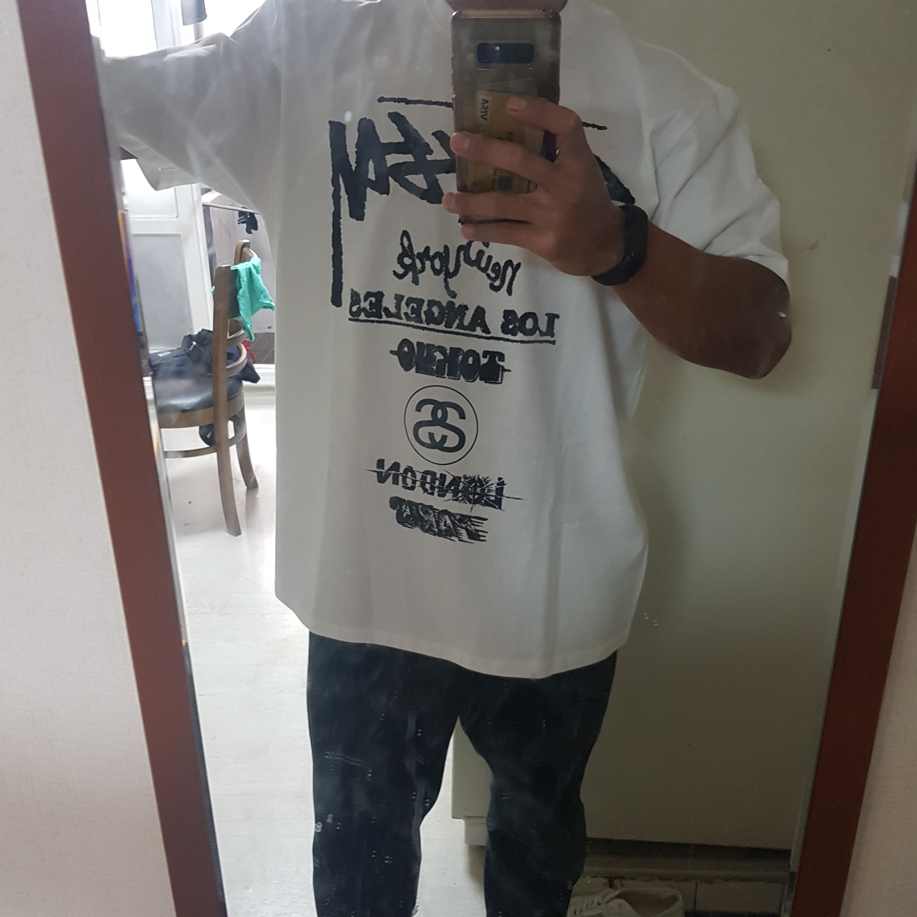 Stussy Tour T-Shirt Black 착용 스타일 - 1