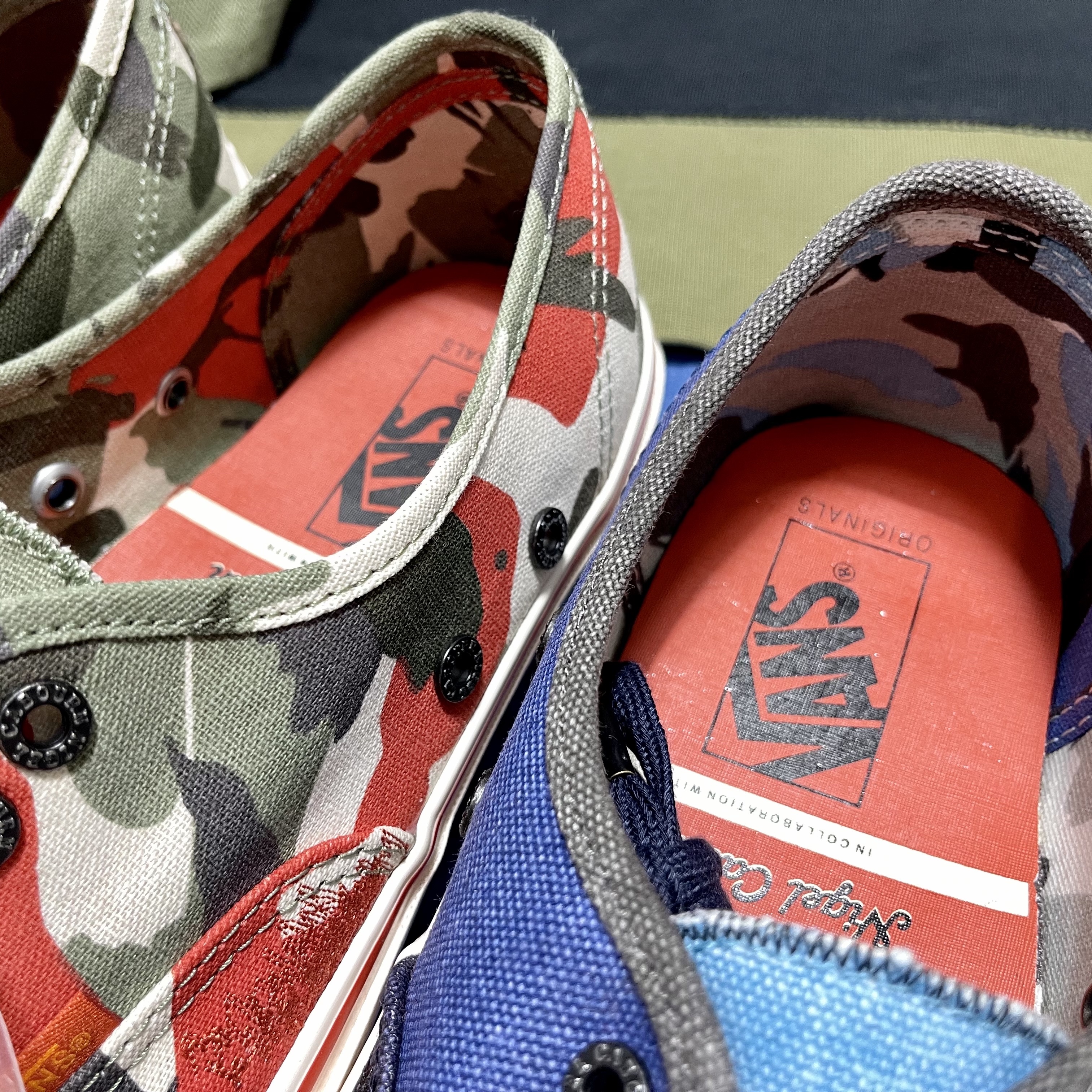 Vans Vault x Nigel Cabourn OG Authentic LX Army Green Camo, Vans Vault x Nigel Cabourn OG Authentic LX Crazy Navy Mix 착용 스타일 - 5
