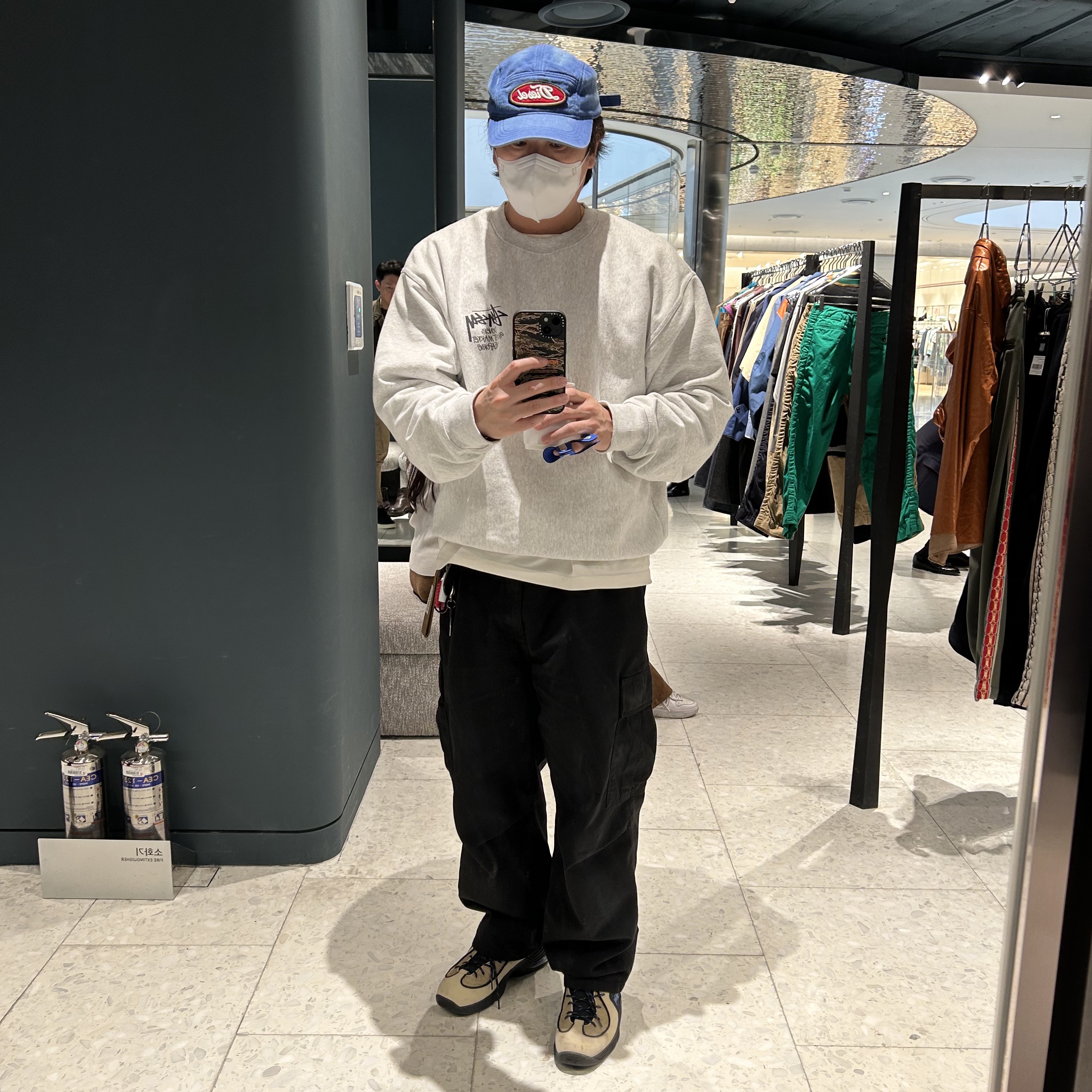 Nike x Stussy Air Penny II Rattan and Limestone, Stussy Stock Seoul Crew Ash Heather 2021 착용 스타일