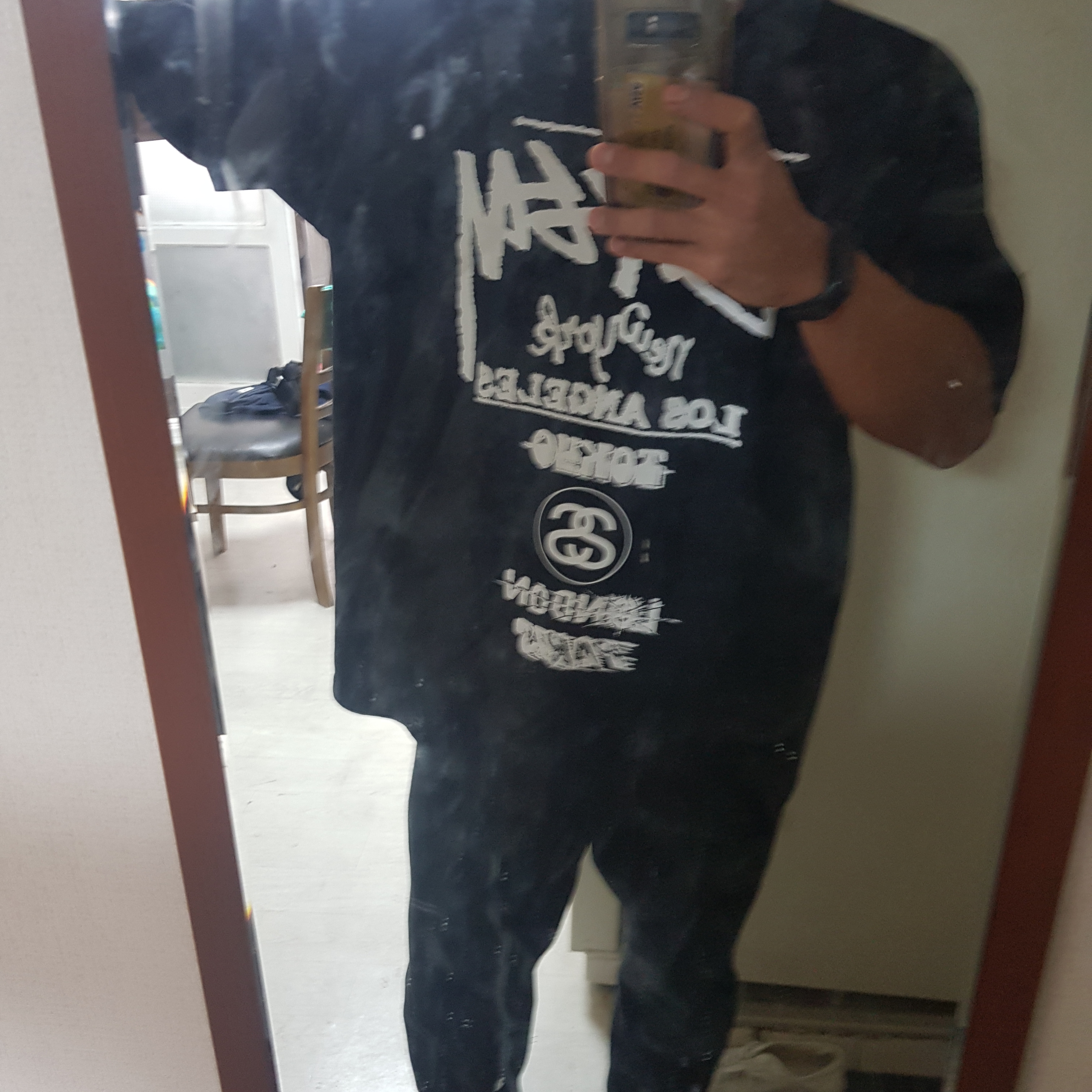 Stussy Tour T-Shirt Black 착용 스타일 - 2