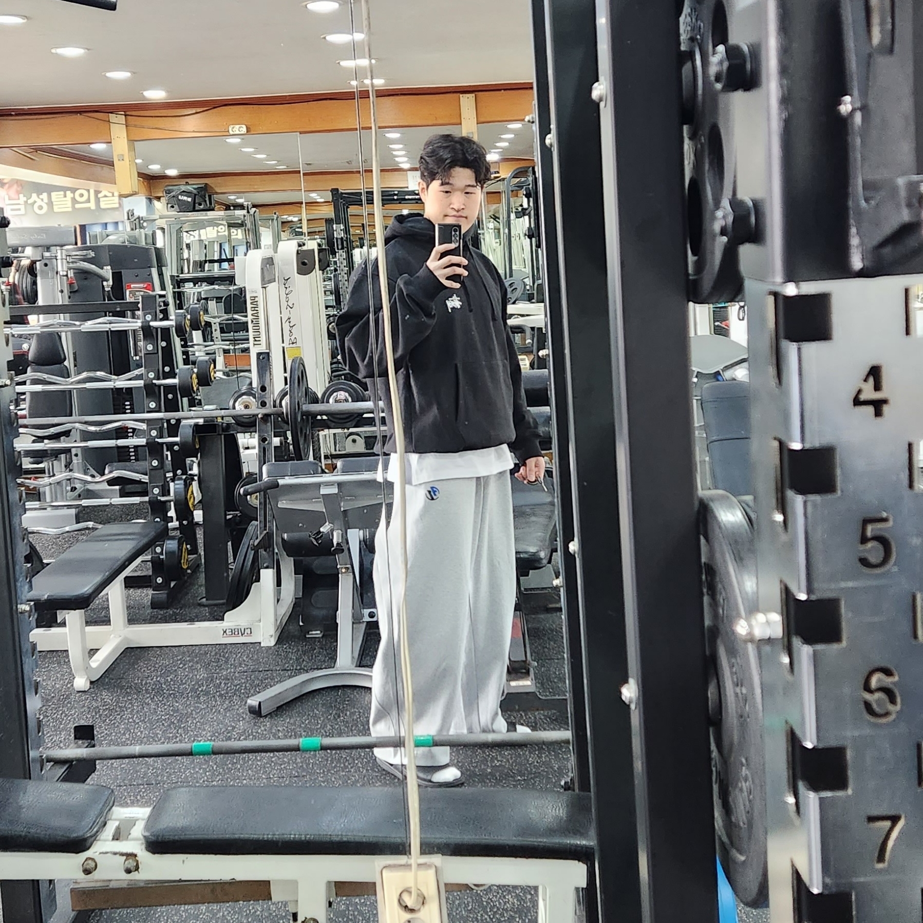 Stussy Basic Stussy Hoodie Black 2023, Zara x Ader Error Jogger Pants Grey 착용 스타일