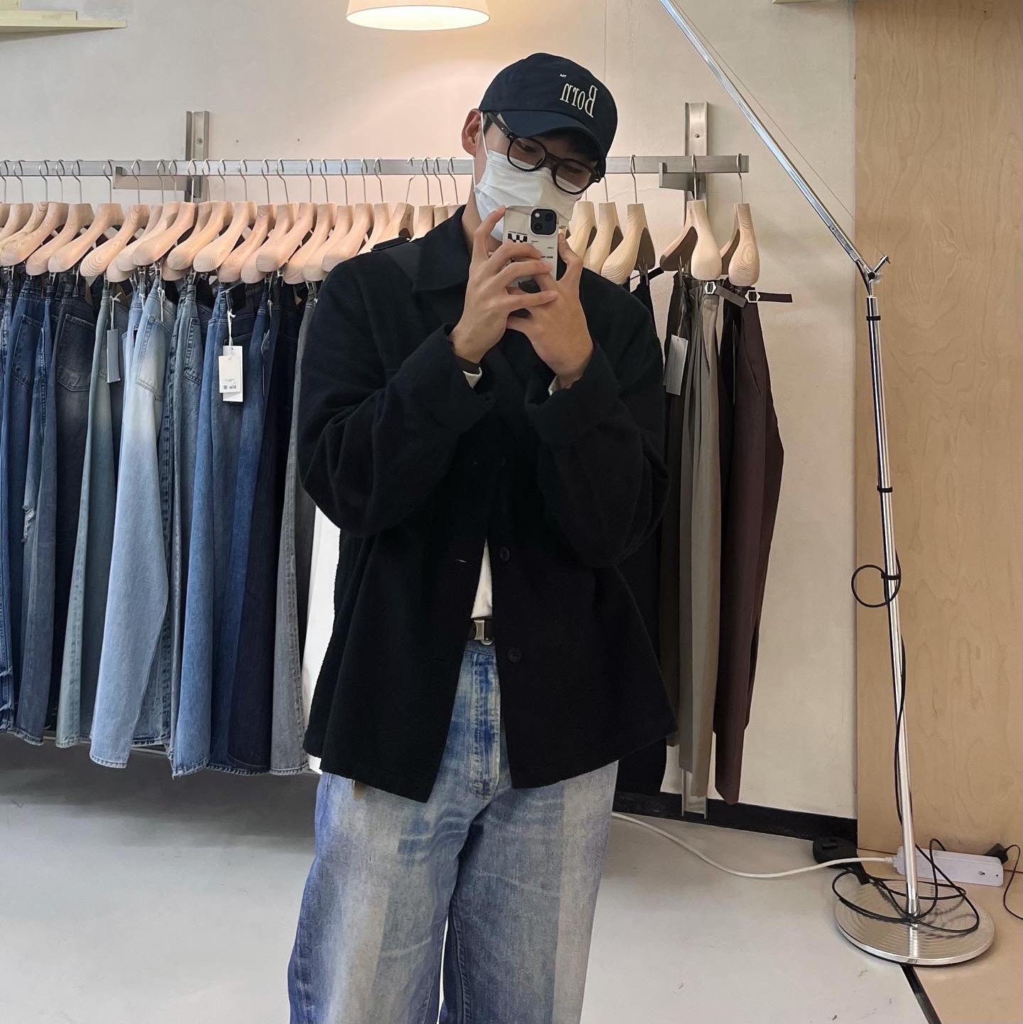 Our Legacy Third Cut Digital Dual Denim, Our Legacy Evening Coach Jacket Brushed Cotton Black 착용 스타일 - 1