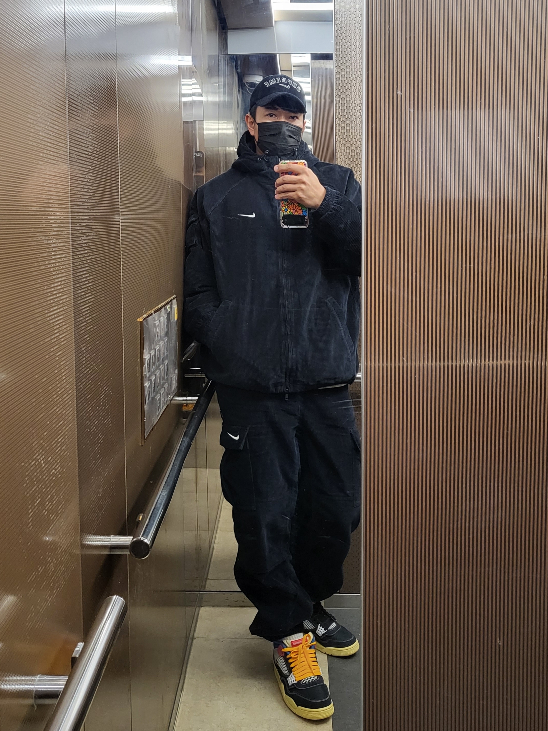 Supreme x Nike Arc Corduroy 6-Panel Black - 22SS, Supreme x Nike Arc Corduroy Hooded Jacket Black - 22SS 착용 스타일