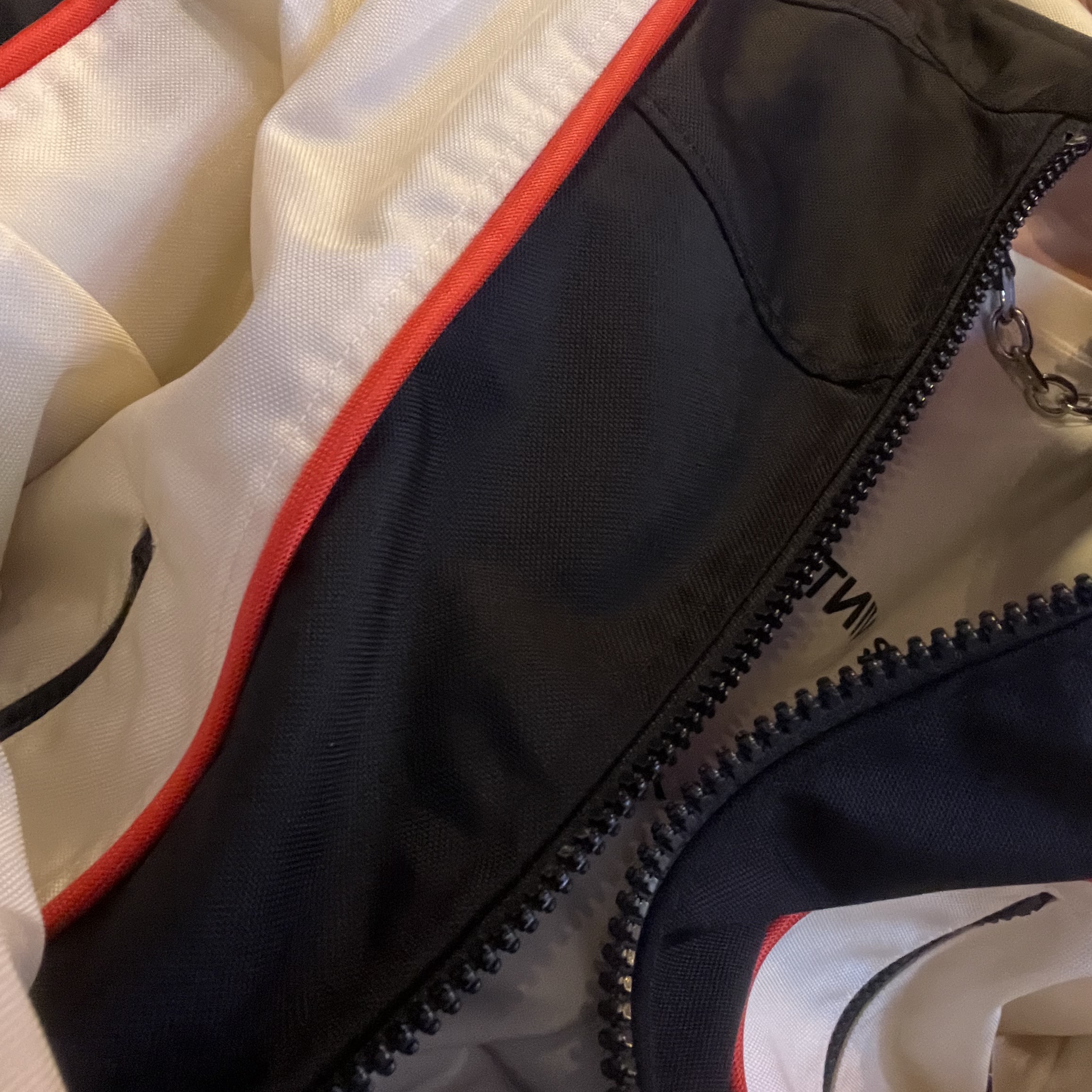 Diesel J-Blink Biker Jacket in Colour-Block Nylon Black White, Our Legacy Ladon Brass Keychain Matte Nickel 착용 스타일 - 1