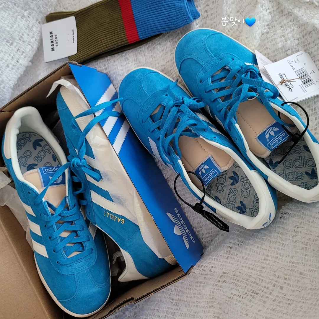 Adidas Gazelle Bold Aqua Off White 착용 스타일