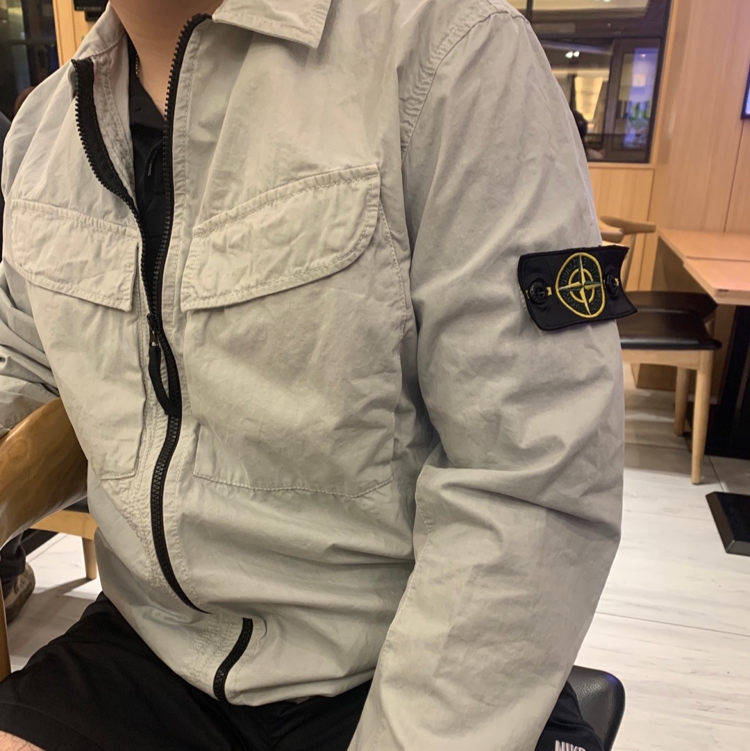 Stone Island 101WN Brushed Cotton Canvas T.CO+OLD Overshirt Light Grey - 22FW 착용 스타일