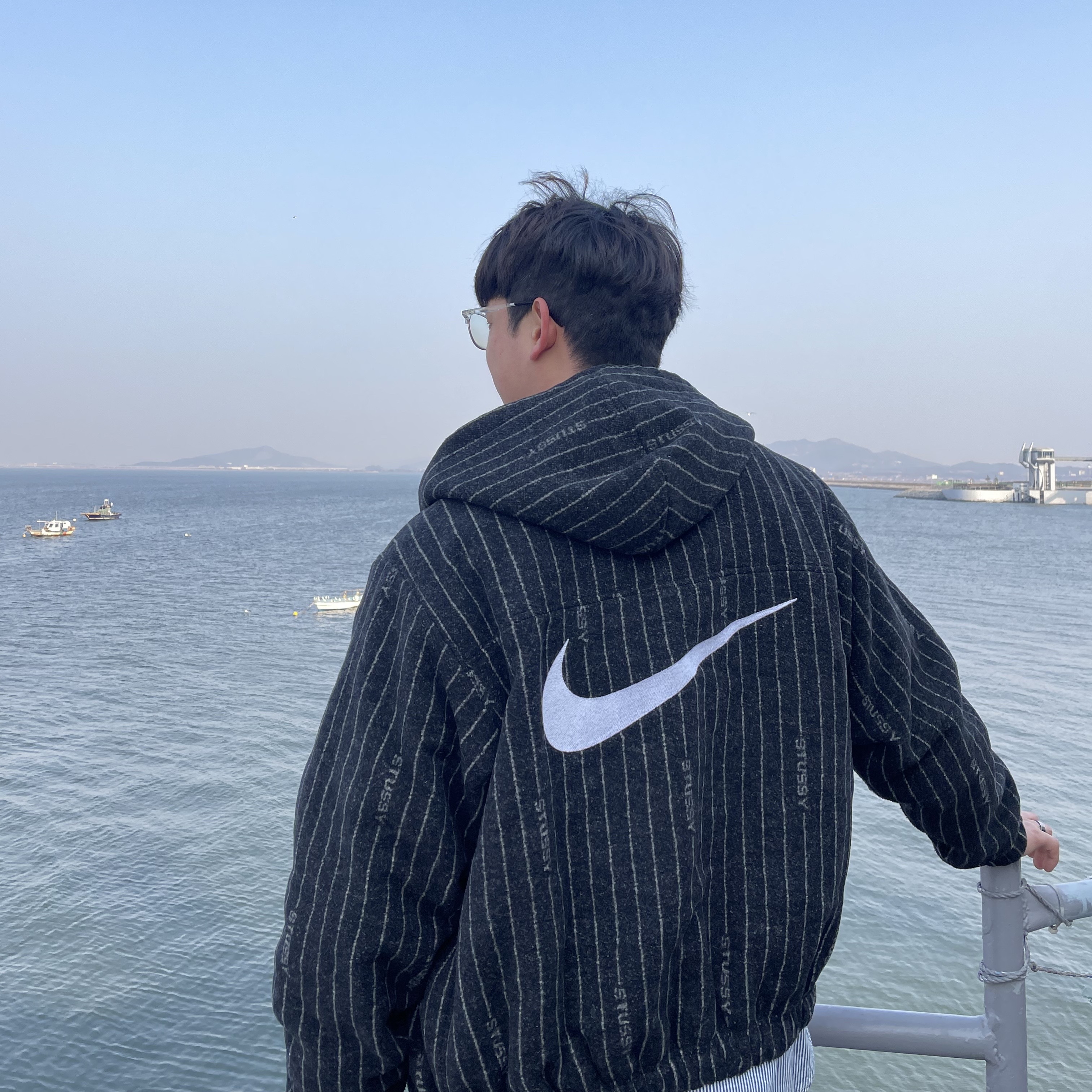 Nike x Stussy NRG Striped Wool Jacket Black (DR4023-010) 착용 스타일