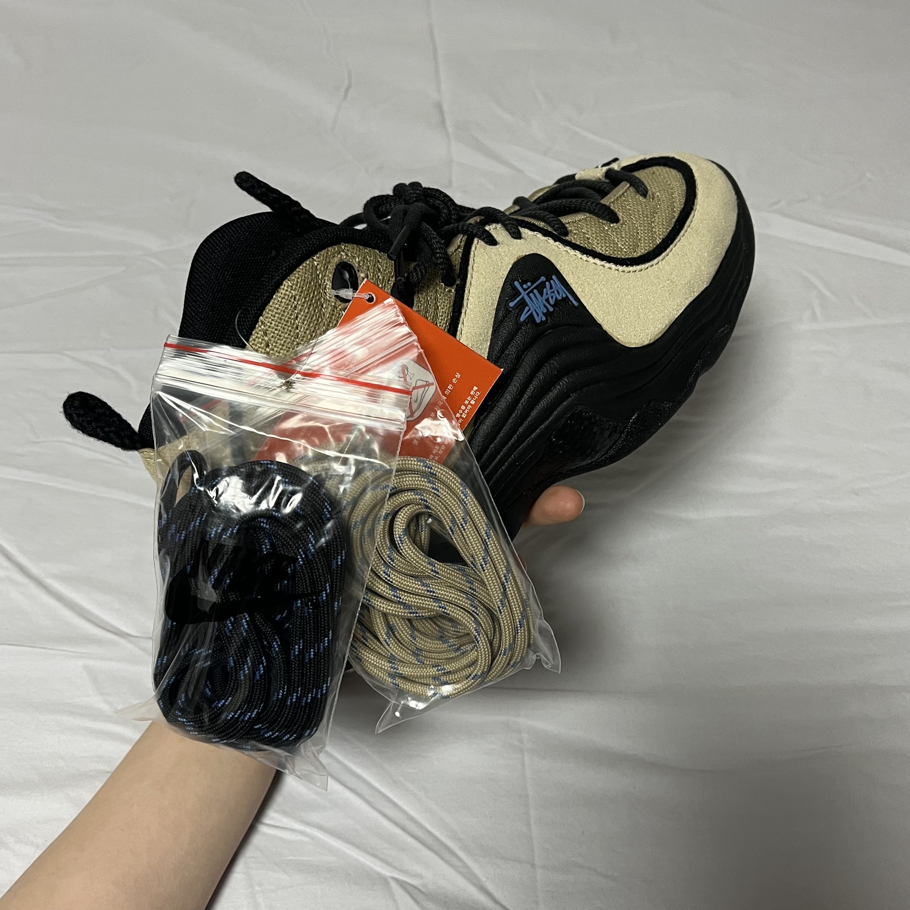 Nike x Stussy Air Penny II Rattan and Limestone 착용 스타일 - 2