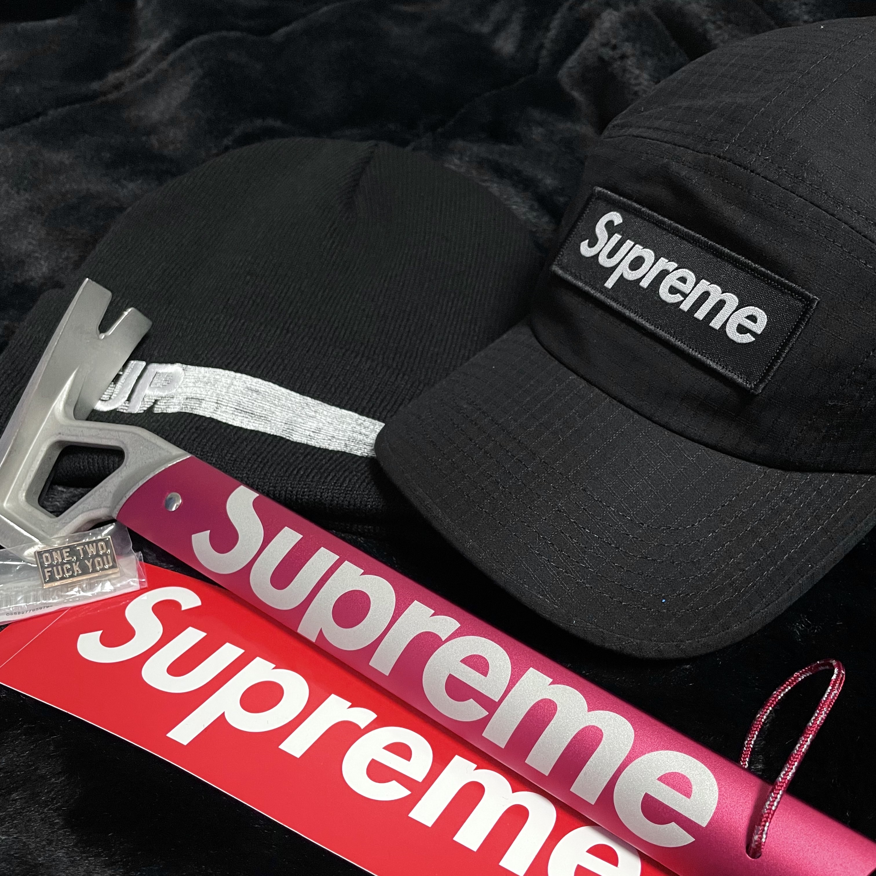 Supreme Ventile Camp Cap Black - 23SS, Supreme Motion Logo Beanie Black - 23SS 착용 스타일