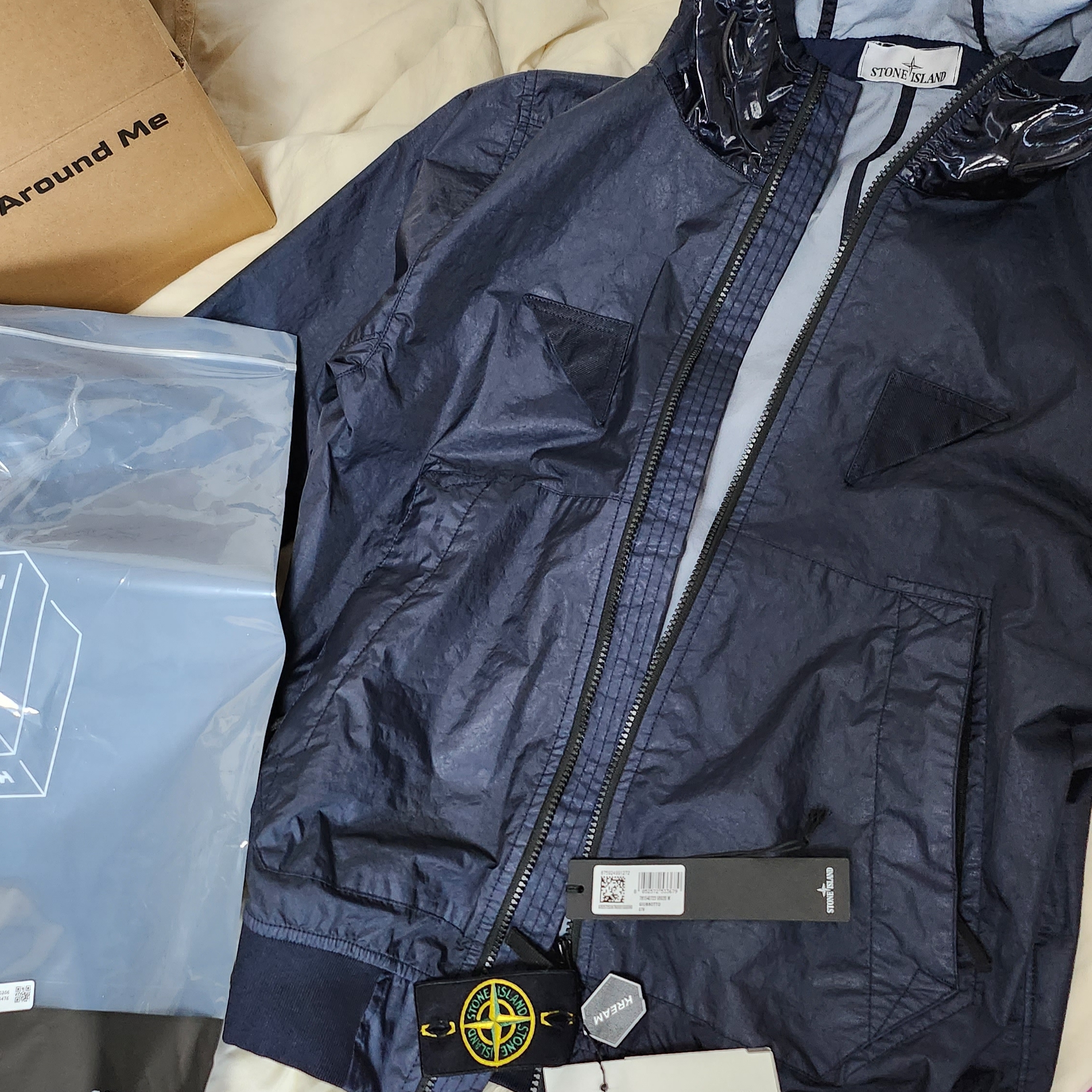 Stone Island 40723 Membrana 3L TC Hooded Jacket Navy Blue - 23SS 착용 스타일