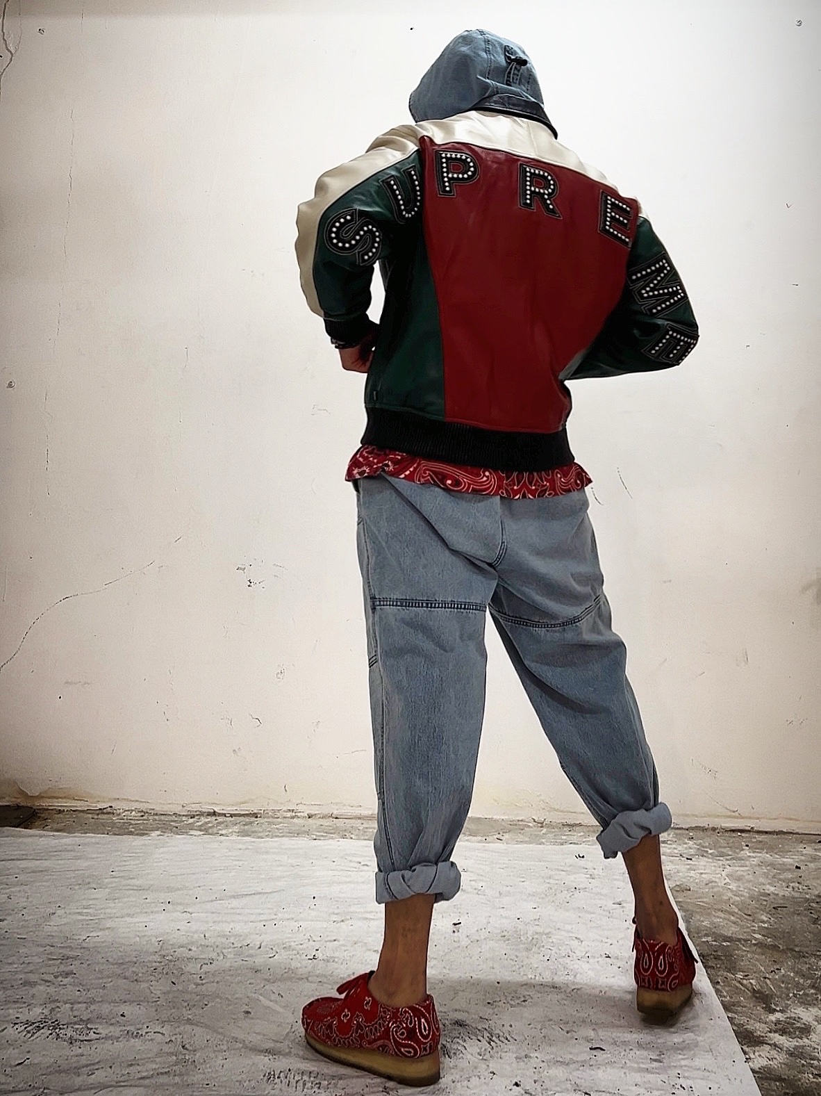 Supreme x Nike ACG Denim Pullover Washed Blue - 22FW, Supreme x Nike ACG Belted Denim Pants Washed Blue - 22FW 착용 스타일 - 3