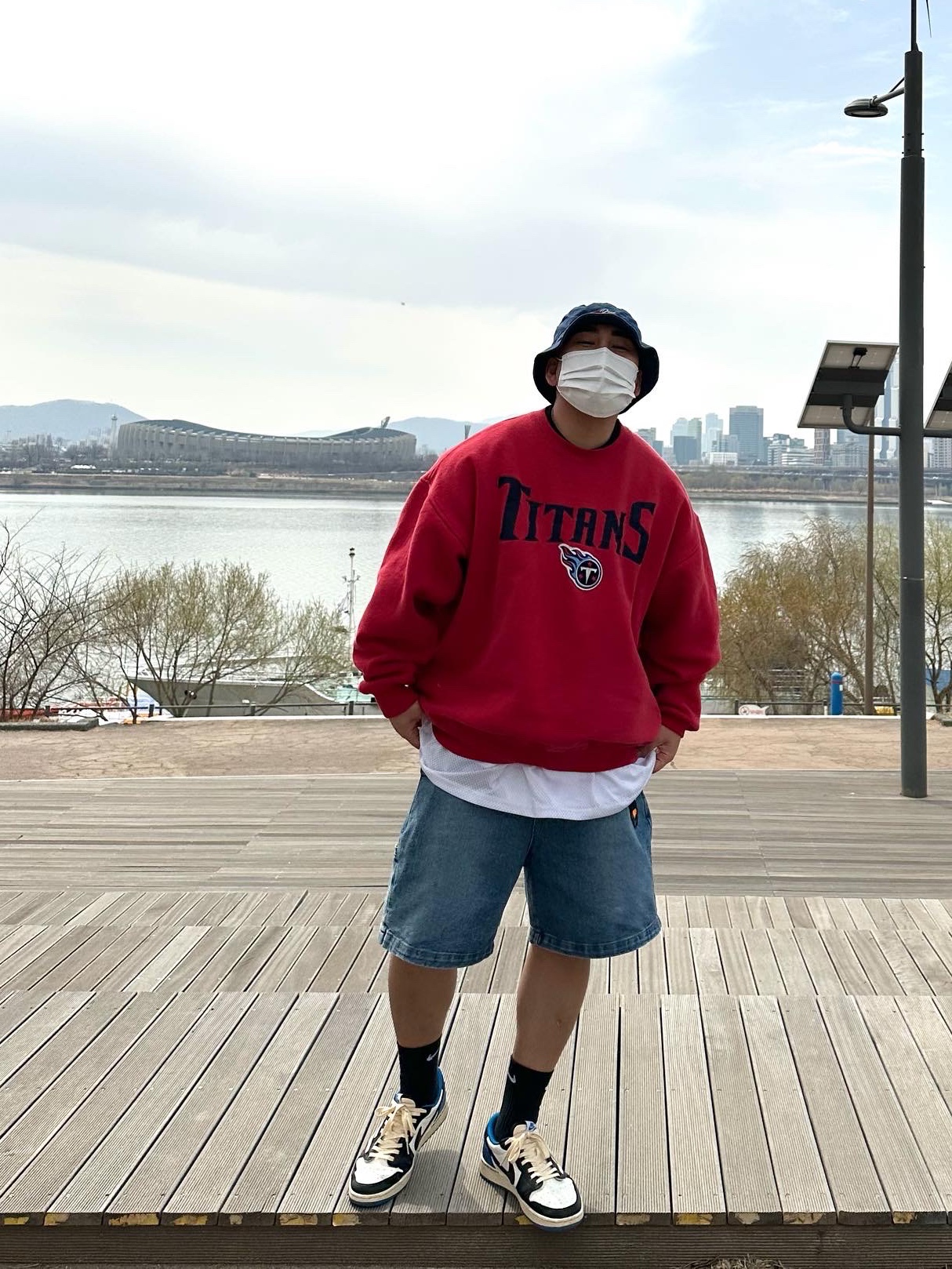 Jordan 1 x Travis Scott x Fragment Retro Low OG SP Military Blue 착용 스타일