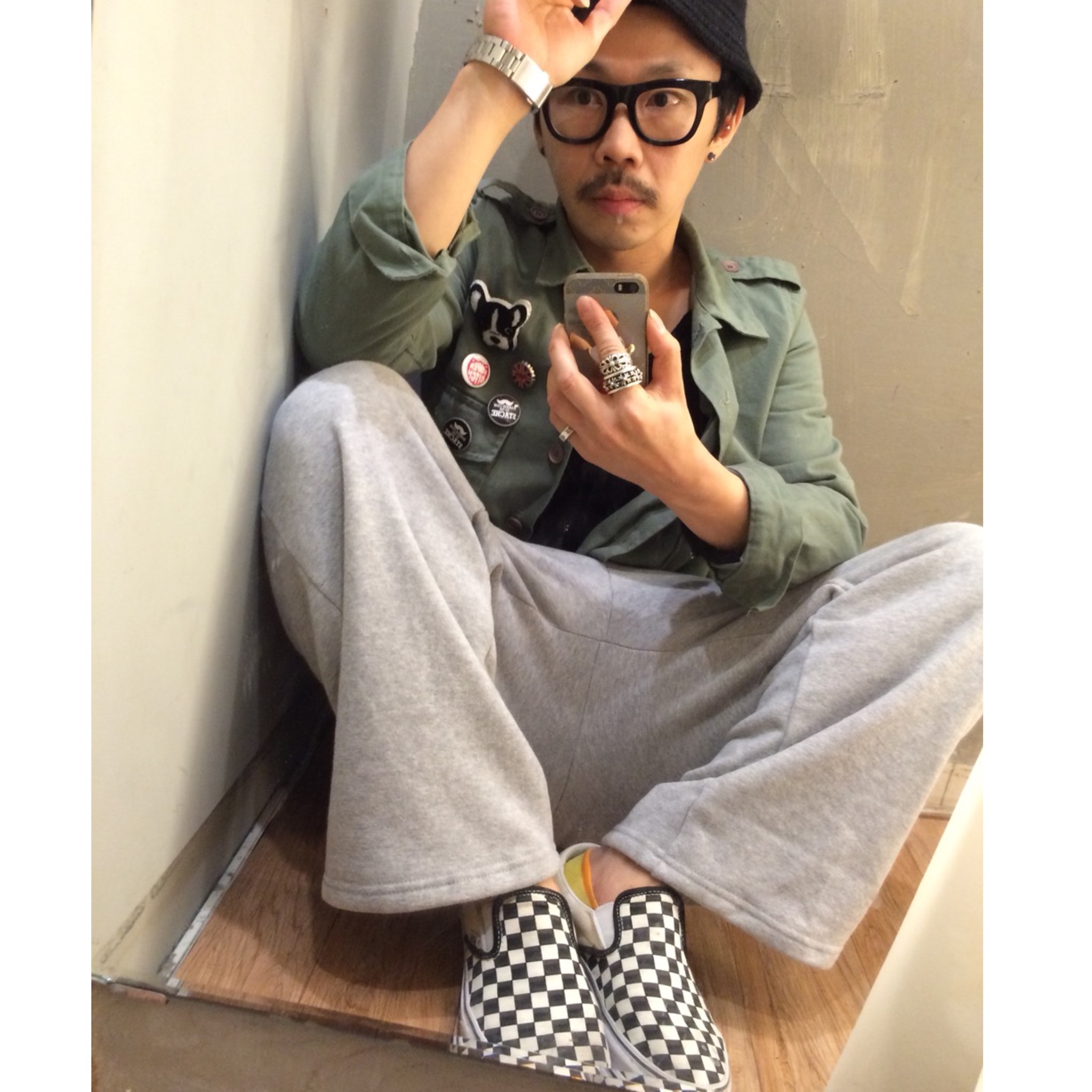 Vans Slip-On Checkerboard 착용 스타일