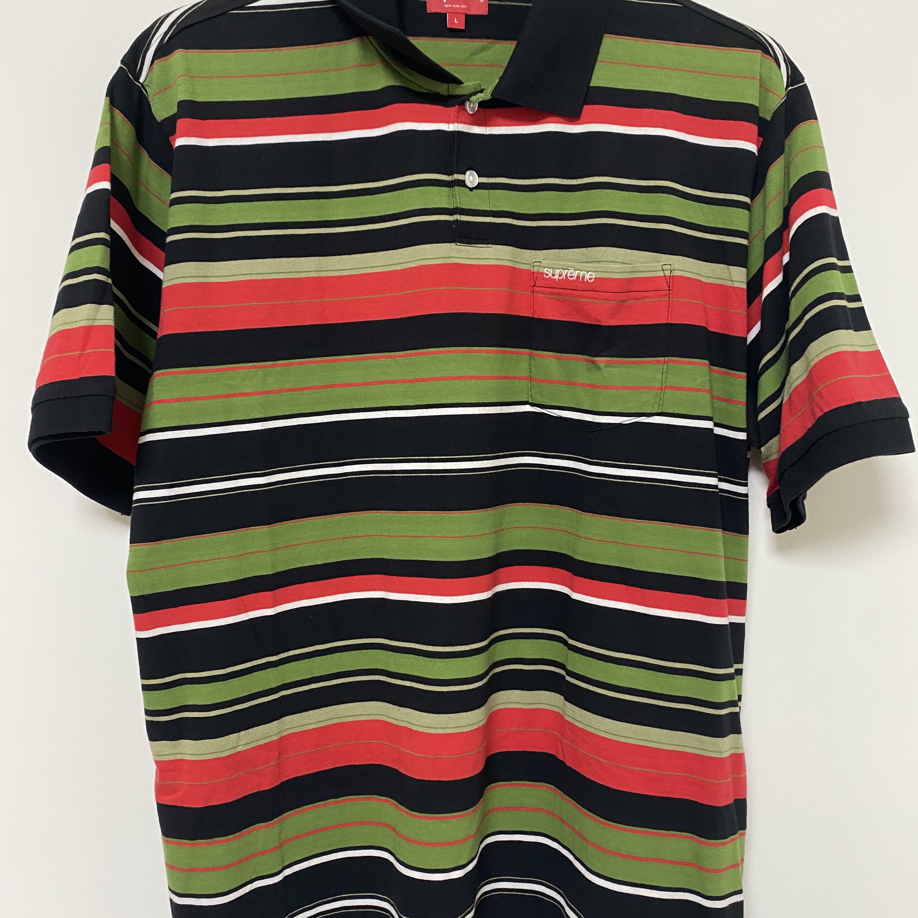 Supreme Multi Stripe Polo Black - 23SS 착용 스타일
