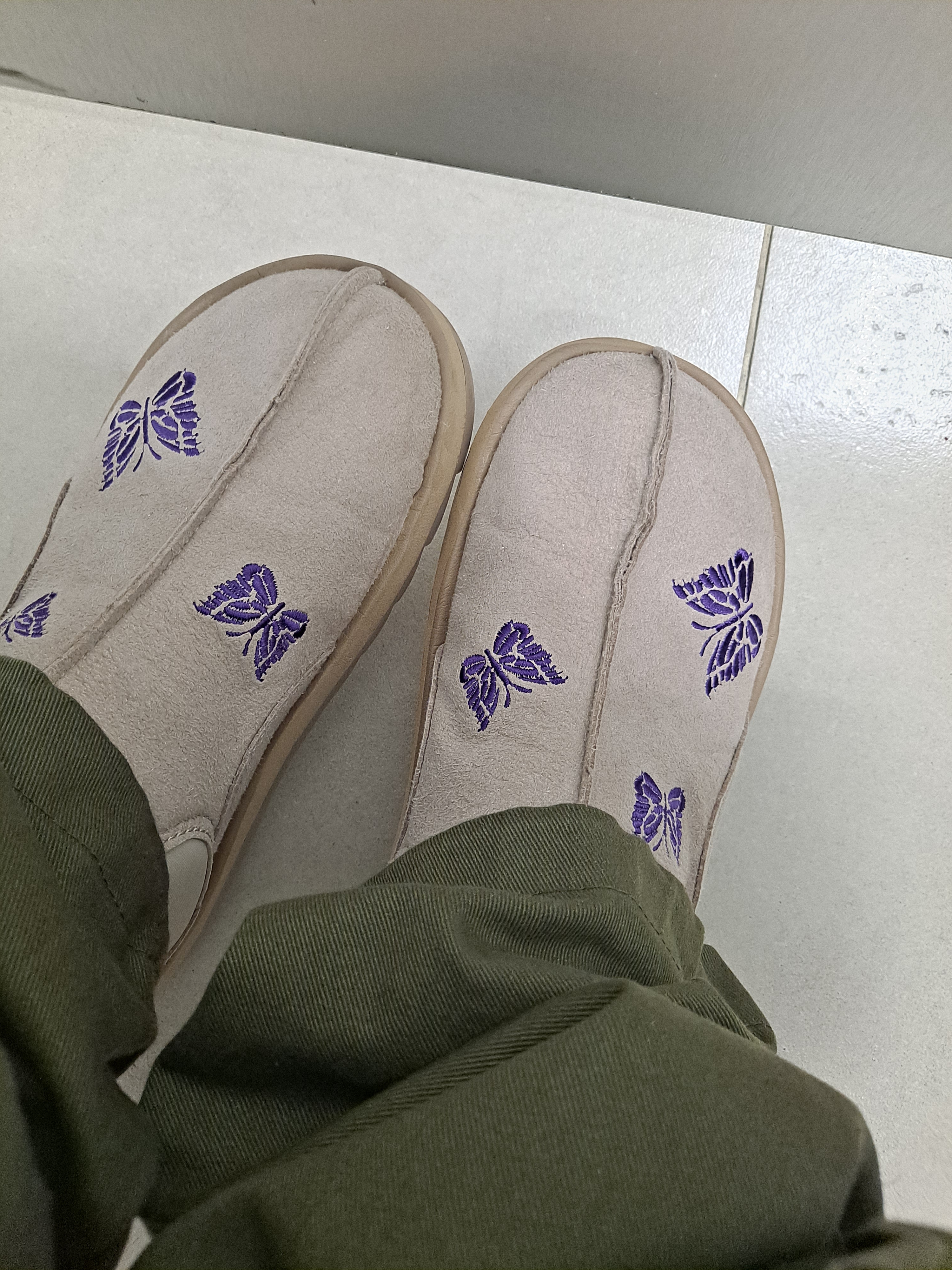 Reebok x Needles Beatnik Moc Modern Beige Extreme Purple 착용 스타일 - 2