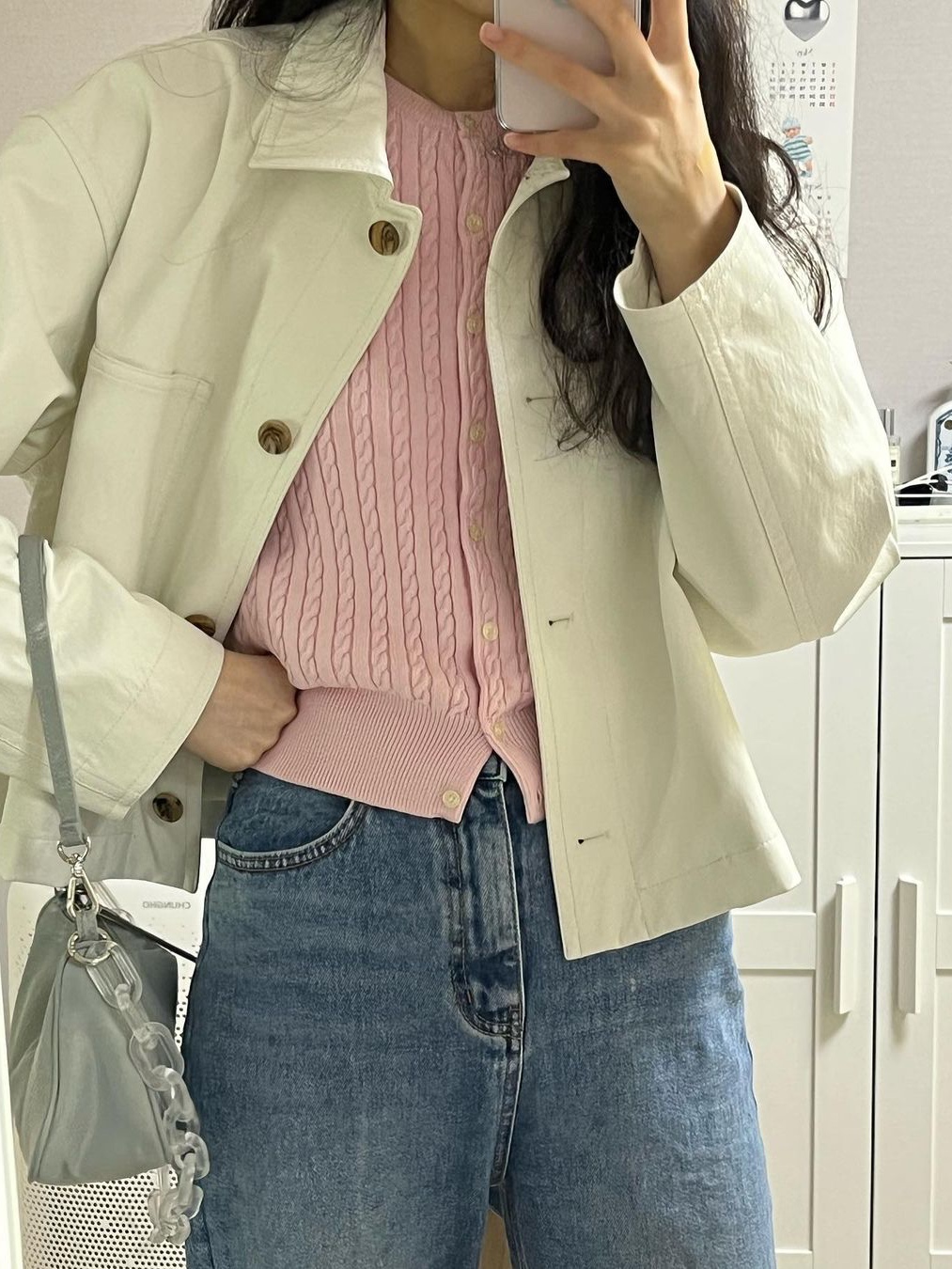 Nieeh Women Envelope Bag Light Gray 착용 스타일