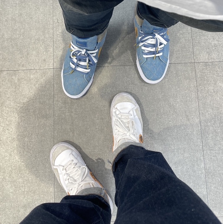 Nike x Supreme SB Zoom Blazer Mid QS 2 Industrial Blue, (W) Nike Blazer Mid '77 SE Leopard 착용 스타일 - 2