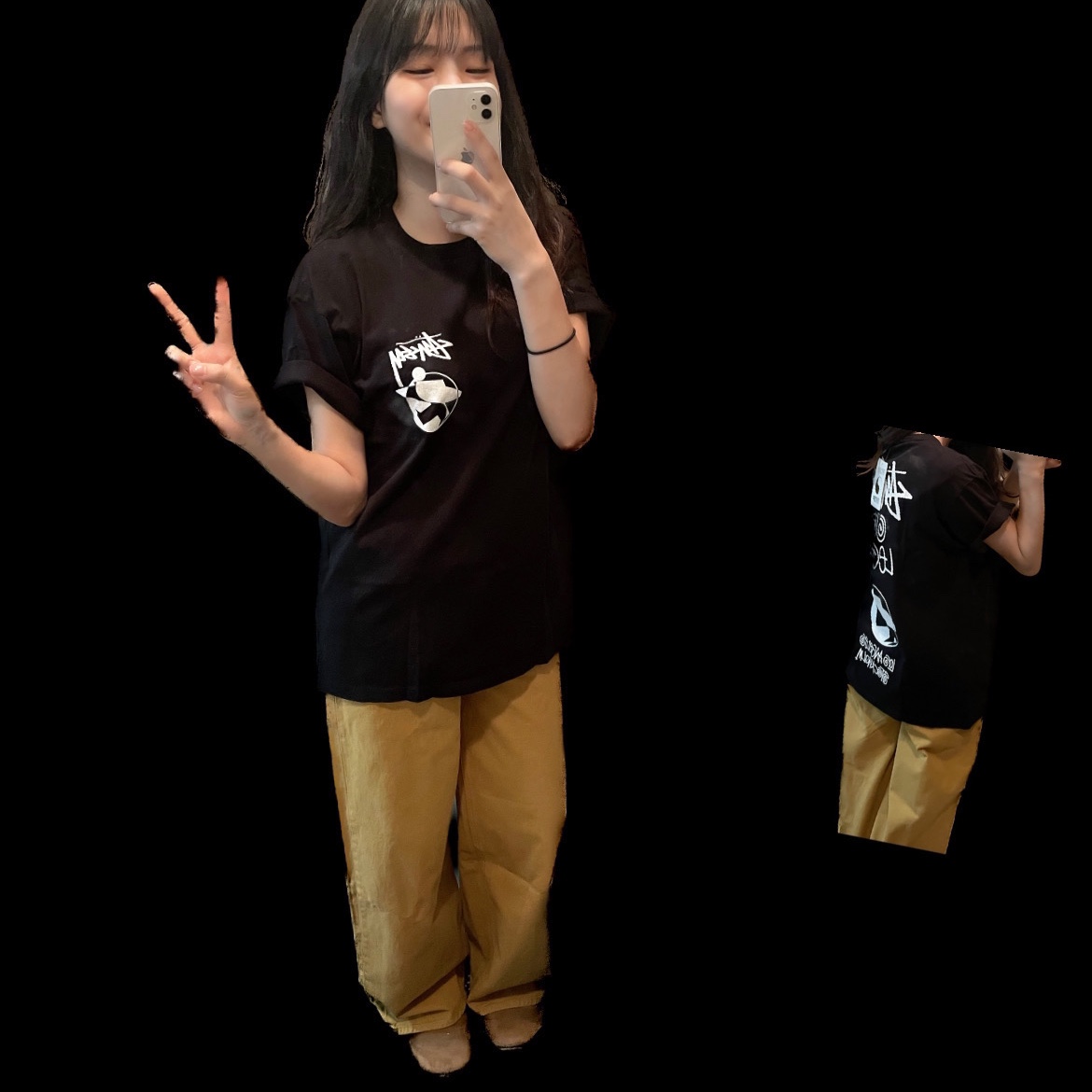 Stussy x Our Legacy Surfman 2 Pigment Dyed T-Shirt Black 착용 스타일