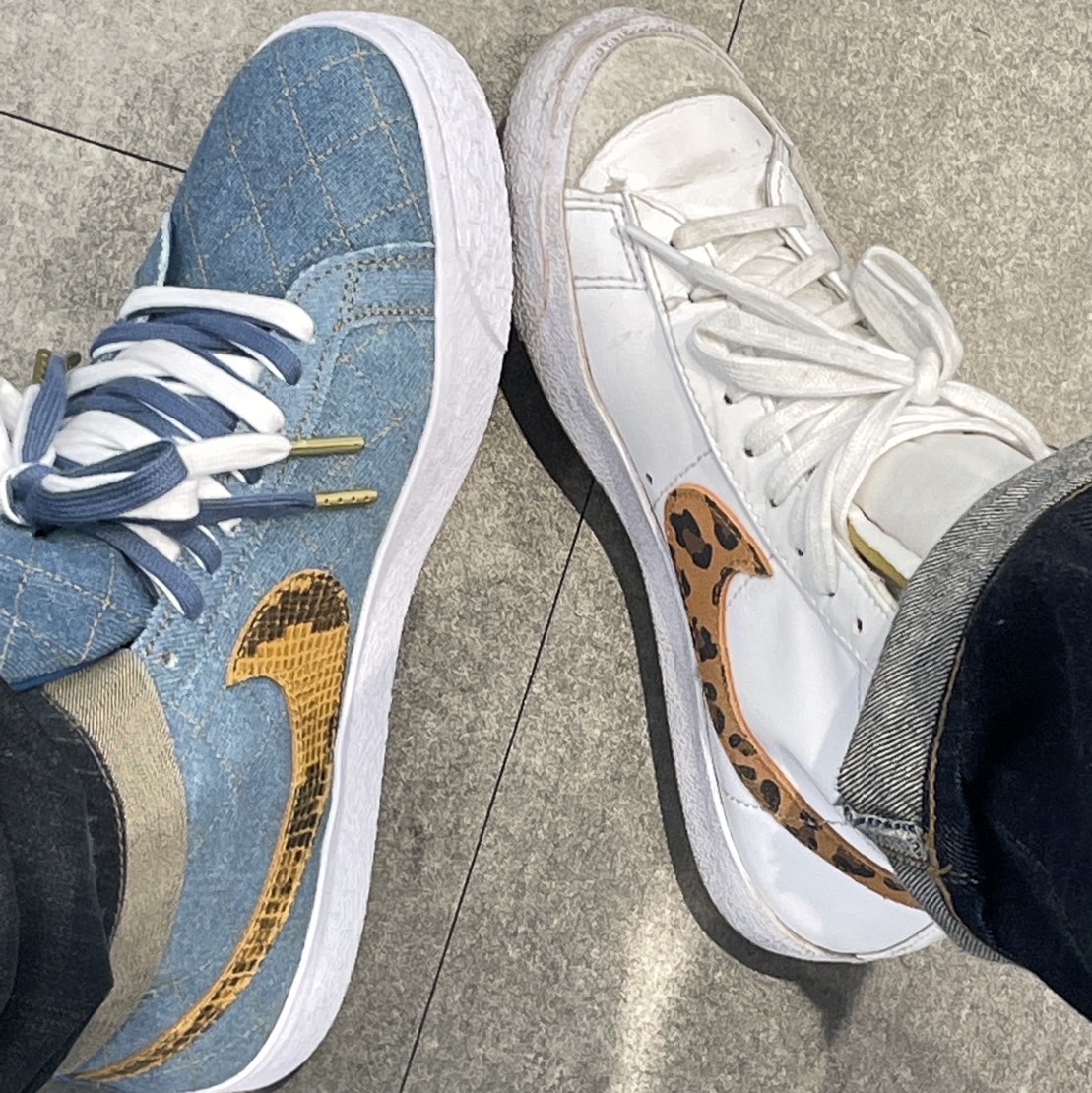 Nike x Supreme SB Zoom Blazer Mid QS 2 Industrial Blue, (W) Nike Blazer Mid '77 SE Leopard 착용 스타일 - 1