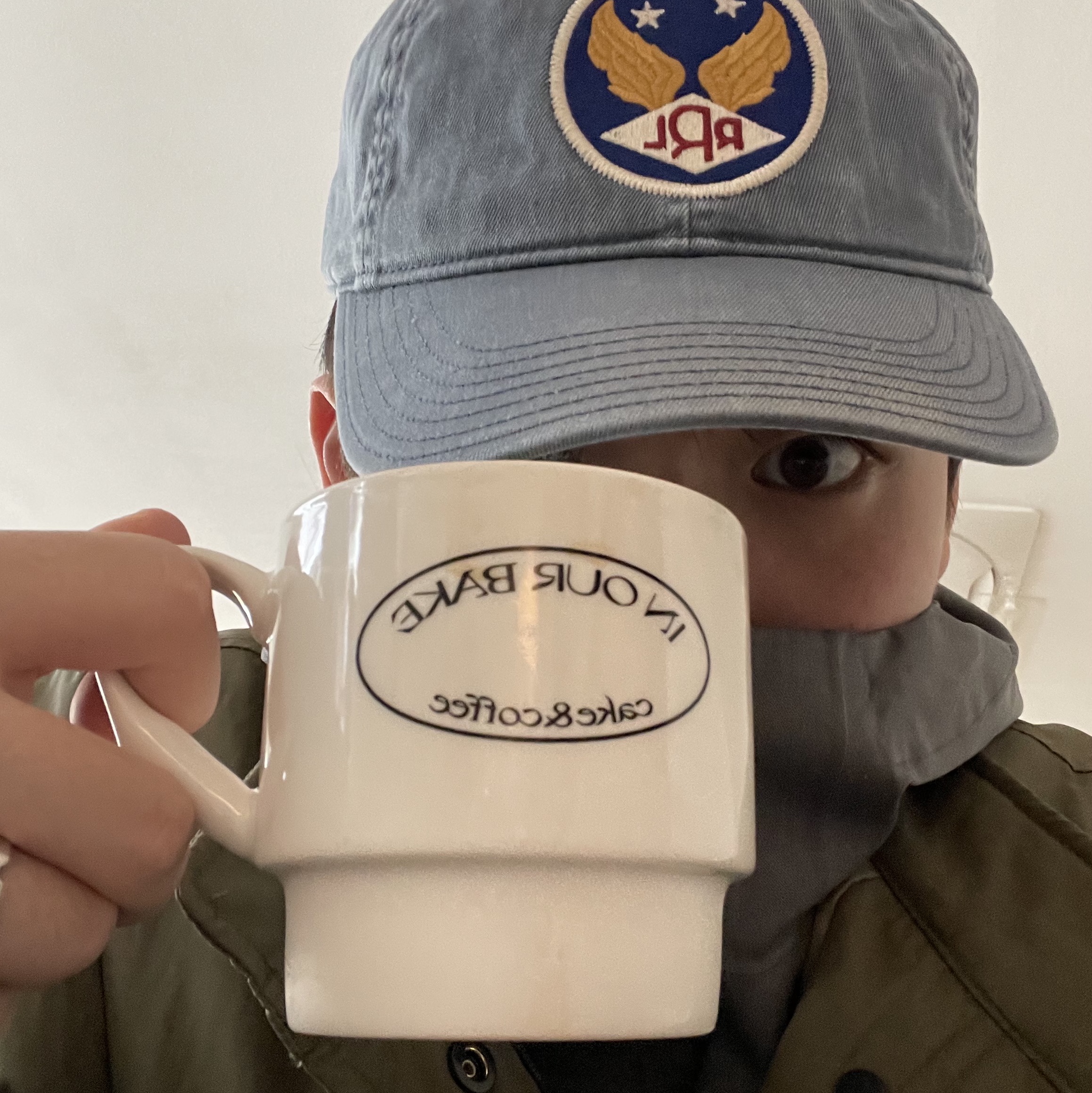 Double RL Garment Dyeing Twill Ball Cap Blue 착용 스타일