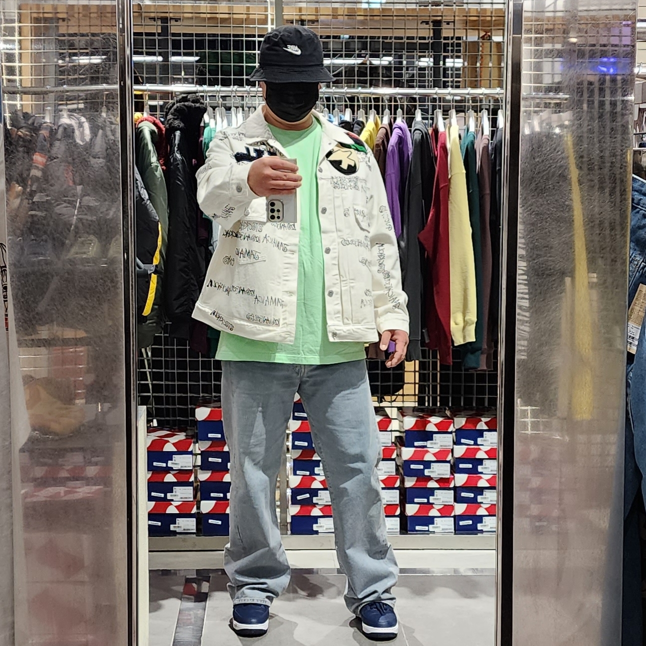 Stussy x Our Legacy x Denim Tears TTL Denim Jacket White 착용 스타일