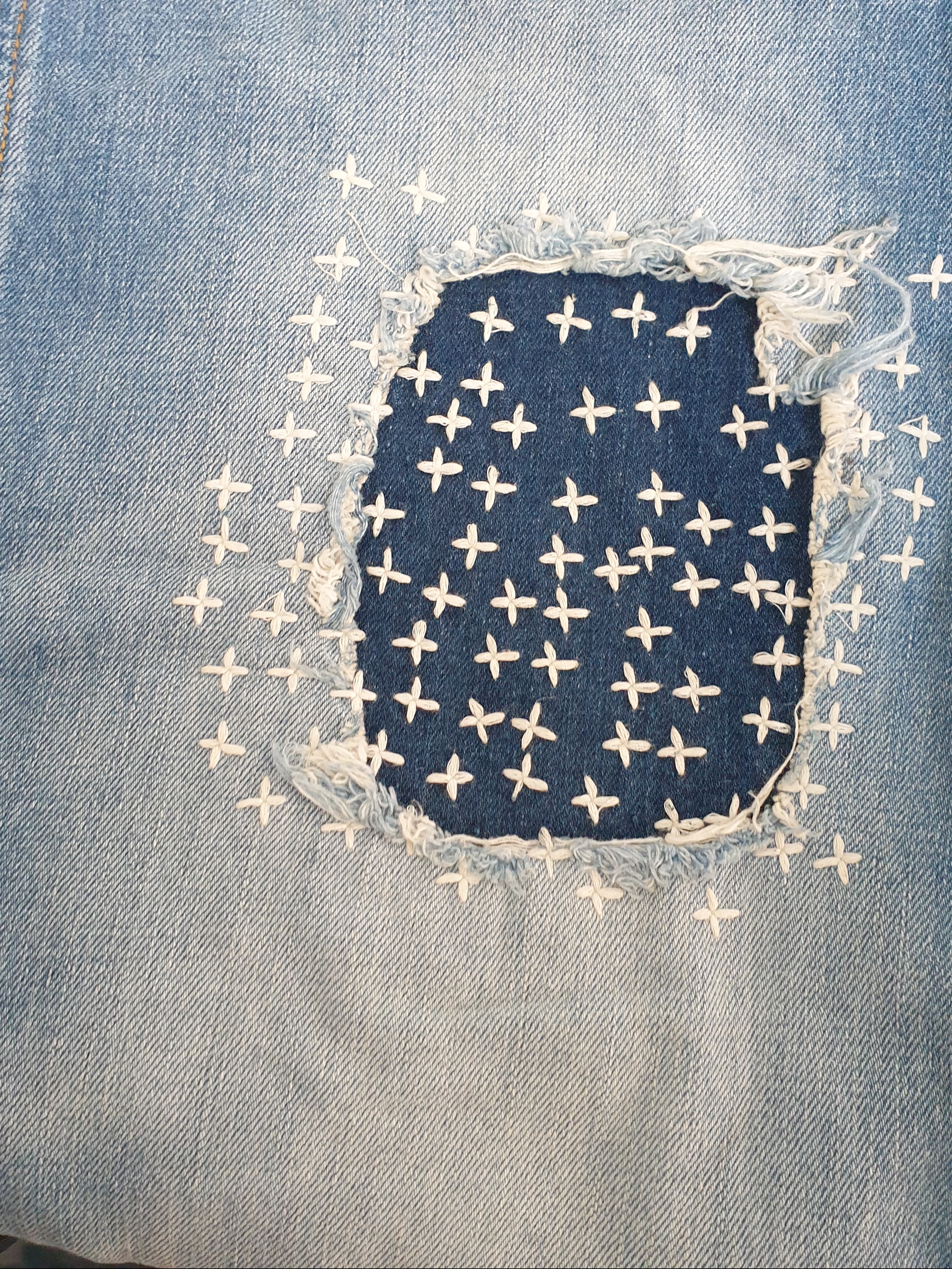 Zara x Ader Error Patchwork Jeans Blue 착용 스타일