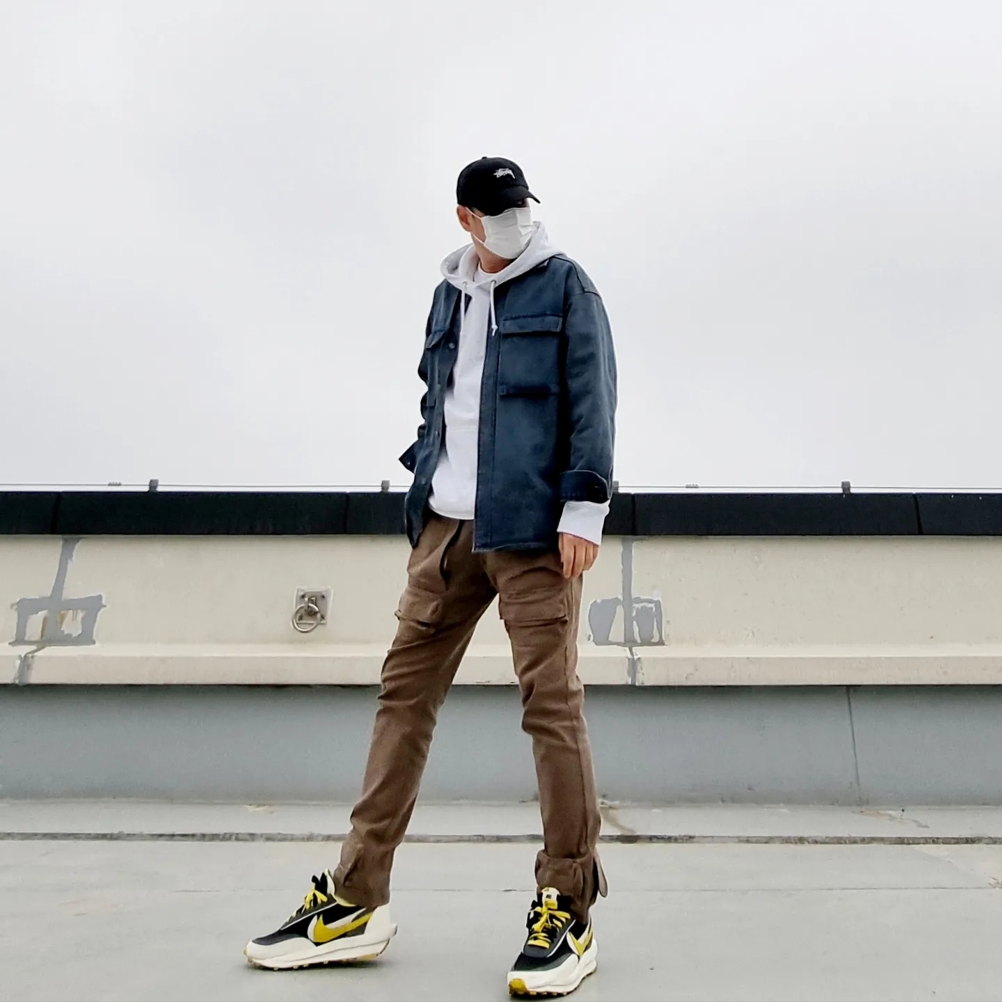 Nike x Sacai x Undercover LDWaffle Black Bright Citron, Grailz Flight Pocket Pants Tan 착용 스타일 - 2