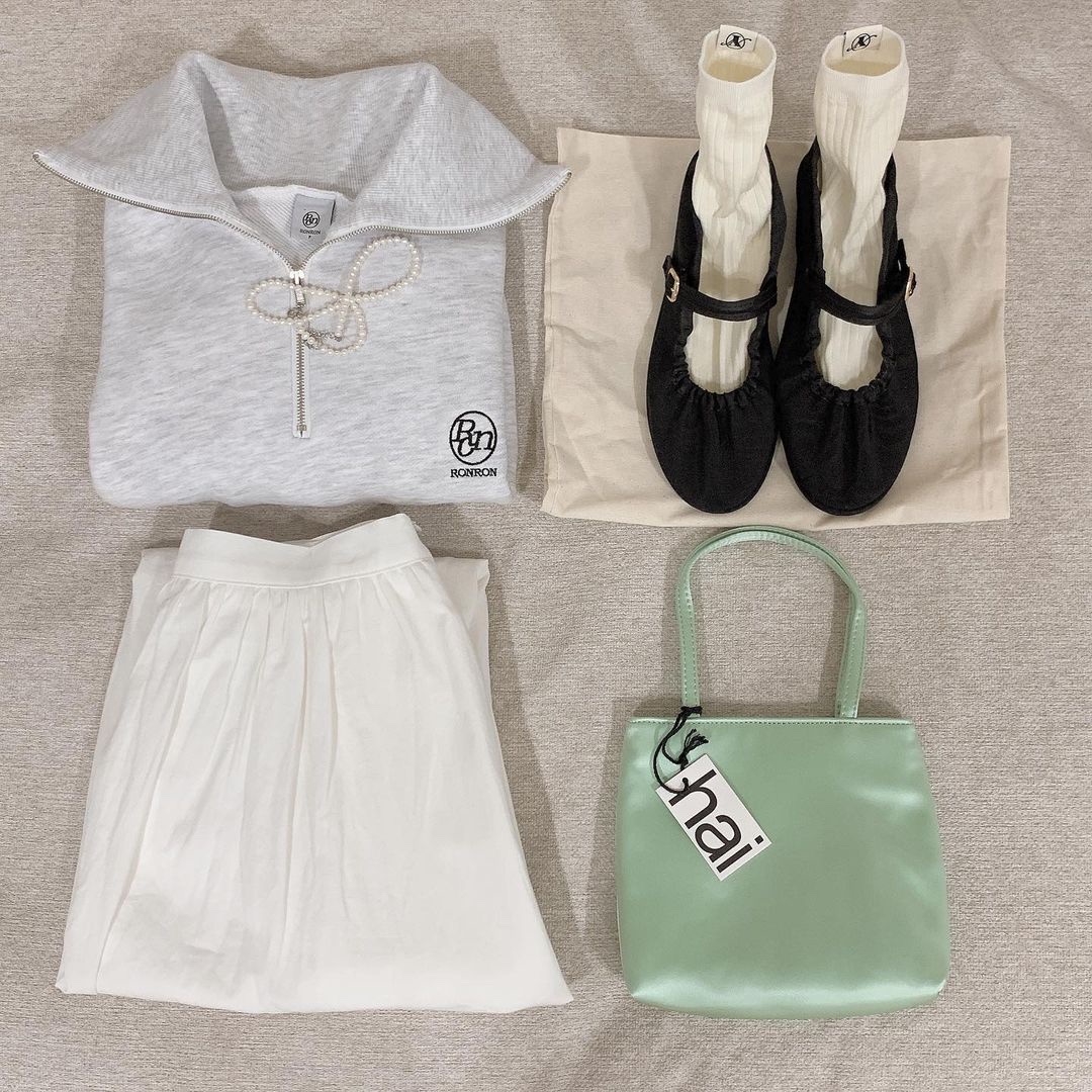 Hai Little Silk Bag Light Green 착용 스타일 - 1
