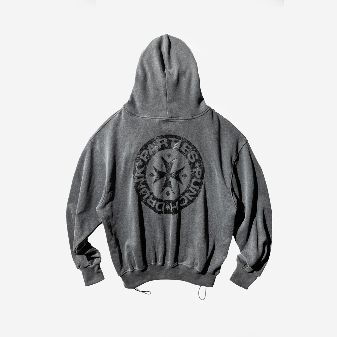 펀치 드렁크 파티즈 헐트 로고 판초 집 후디 차콜(Punch Drunk Parties Hurt Logo Poncho Zip Hoodie Charcoal) - 2