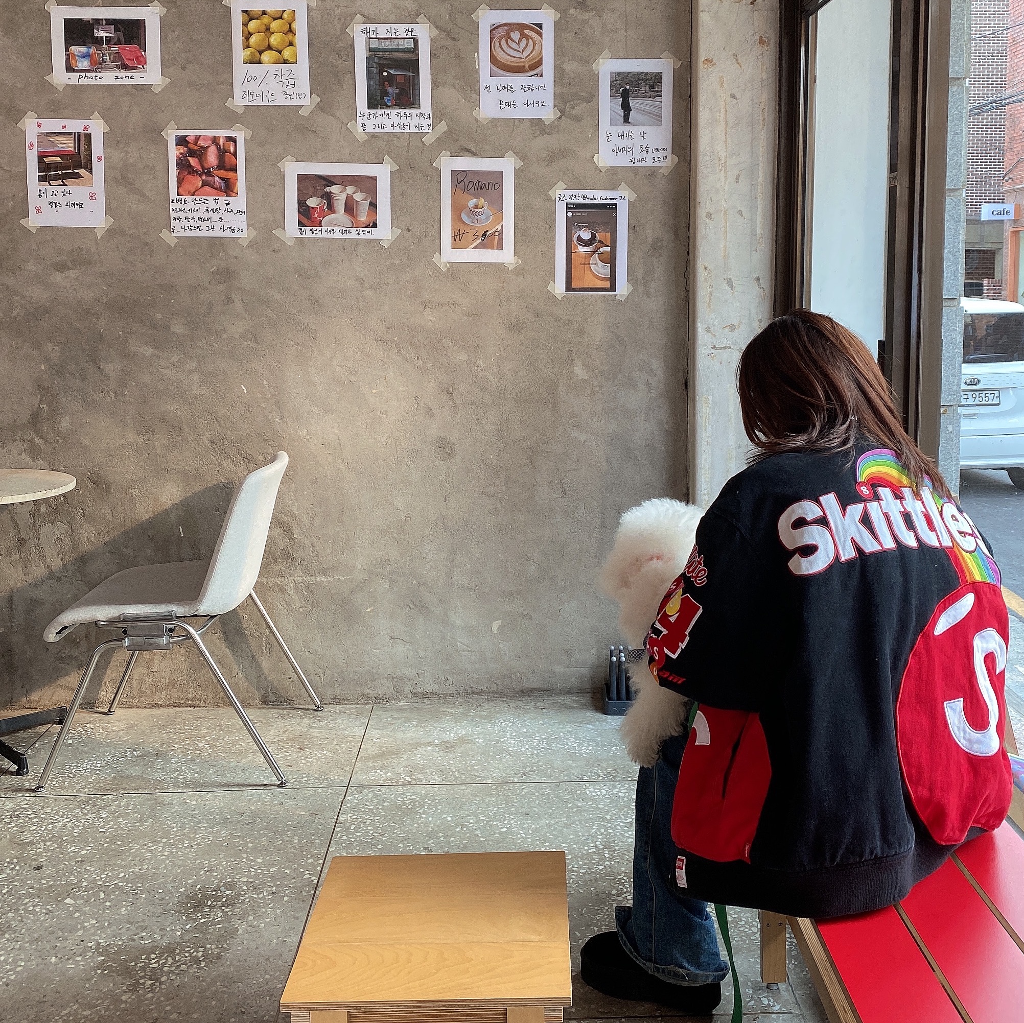 Supreme x Skittles Mitchell & Ness Varsity Jacket Black - 21FW, (W) UGG Classic Mini Platform Boots Black 착용 스타일 - 1