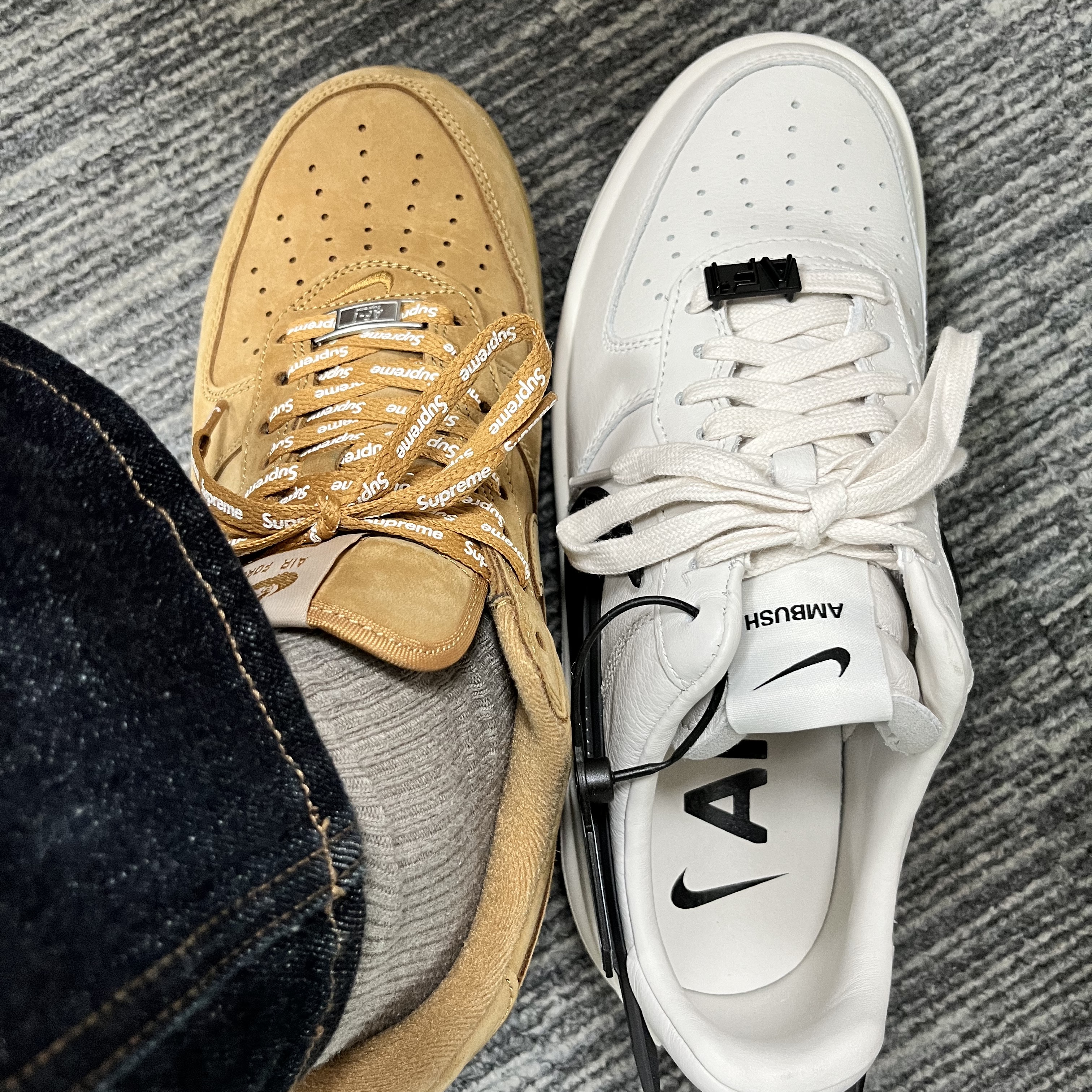 Nike x Ambush Air Force 1 Low SP Phantom, Nike x Supreme Air Force 1 Low Flax 착용 스타일 - 2